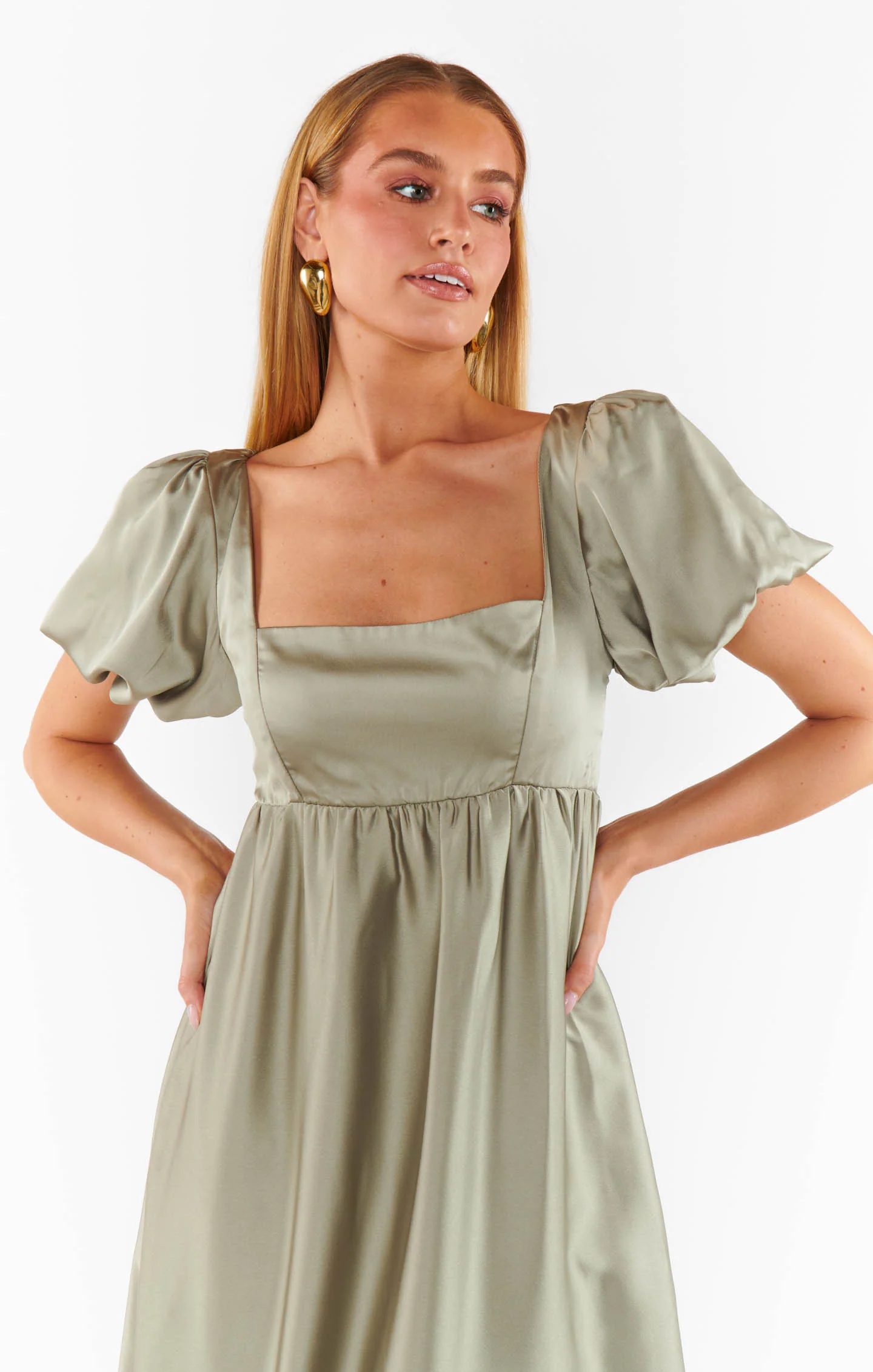 Nora Maxi Dress ~ Moss Green Luxe Satin - Image 5
