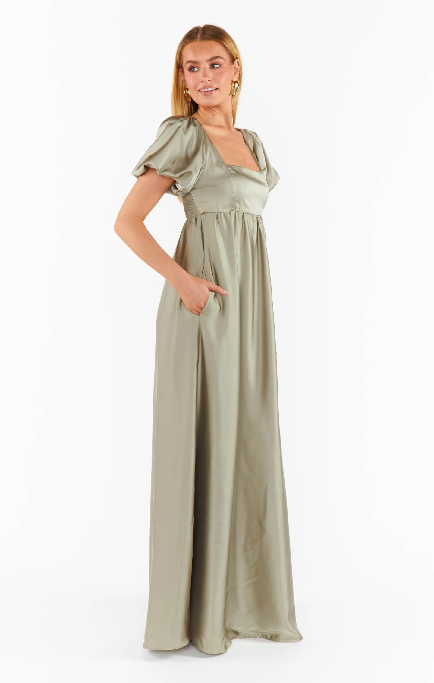Nora Maxi Dress ~ Moss Green Luxe Satin - Image 6