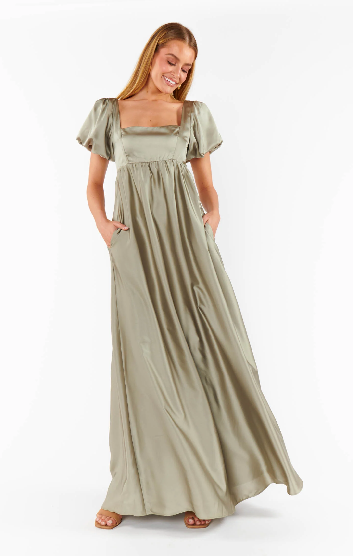 Nora Maxi Dress ~ Moss Green Luxe Satin - Image 9