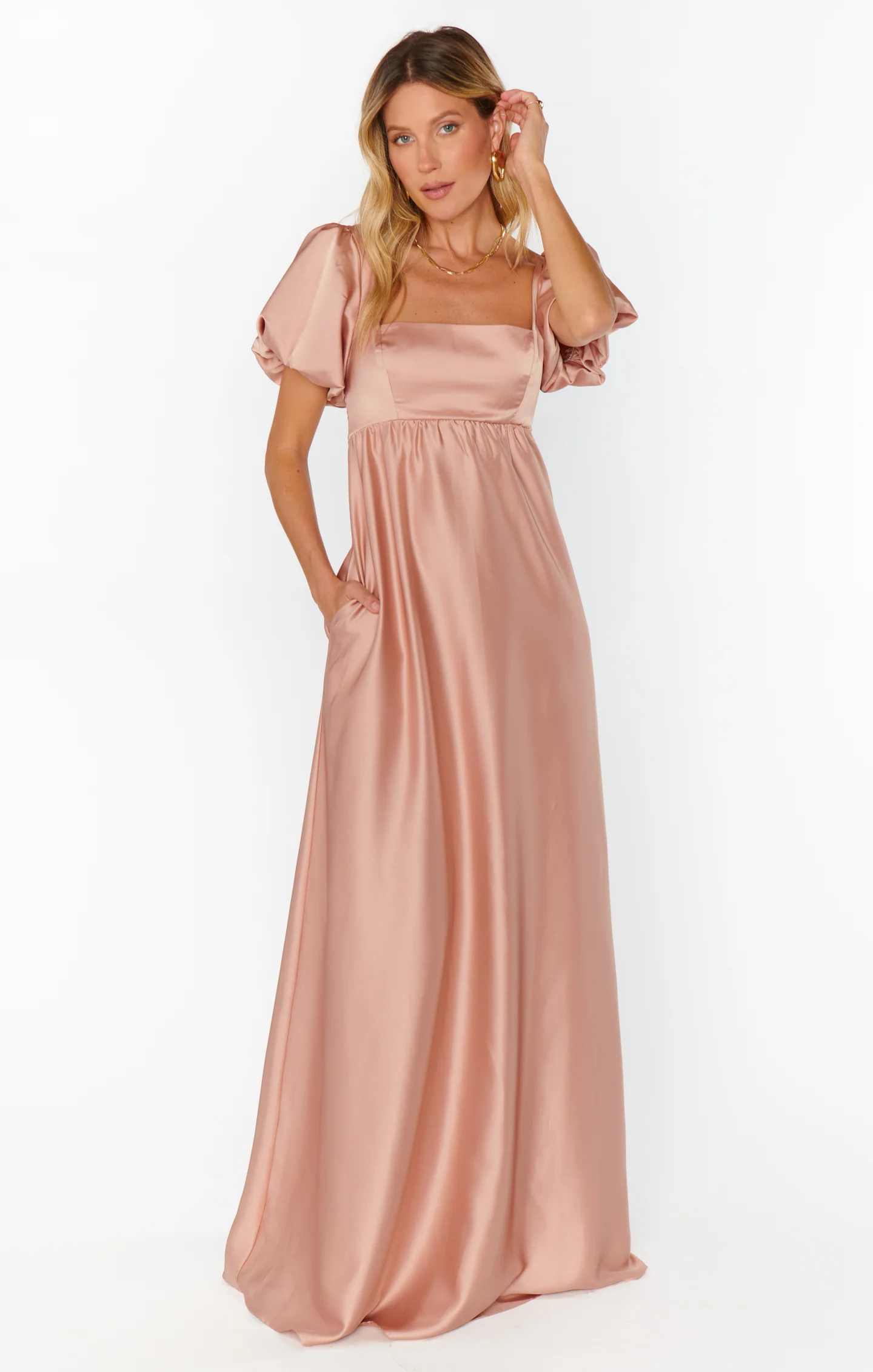 Nora Maxi Dress ~ Rose Gold Luxe Satin - Image 12