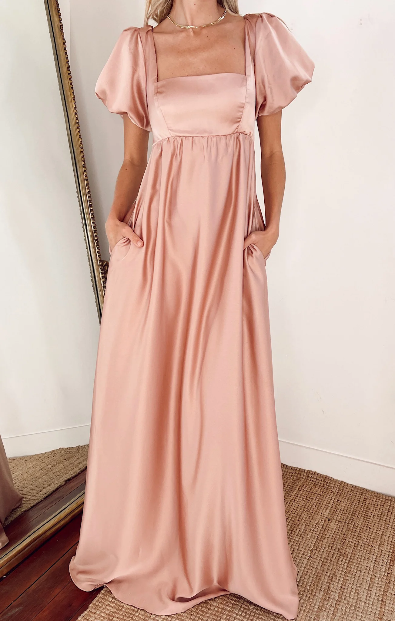 Nora Maxi Dress ~ Rose Gold Luxe Satin - Image 3