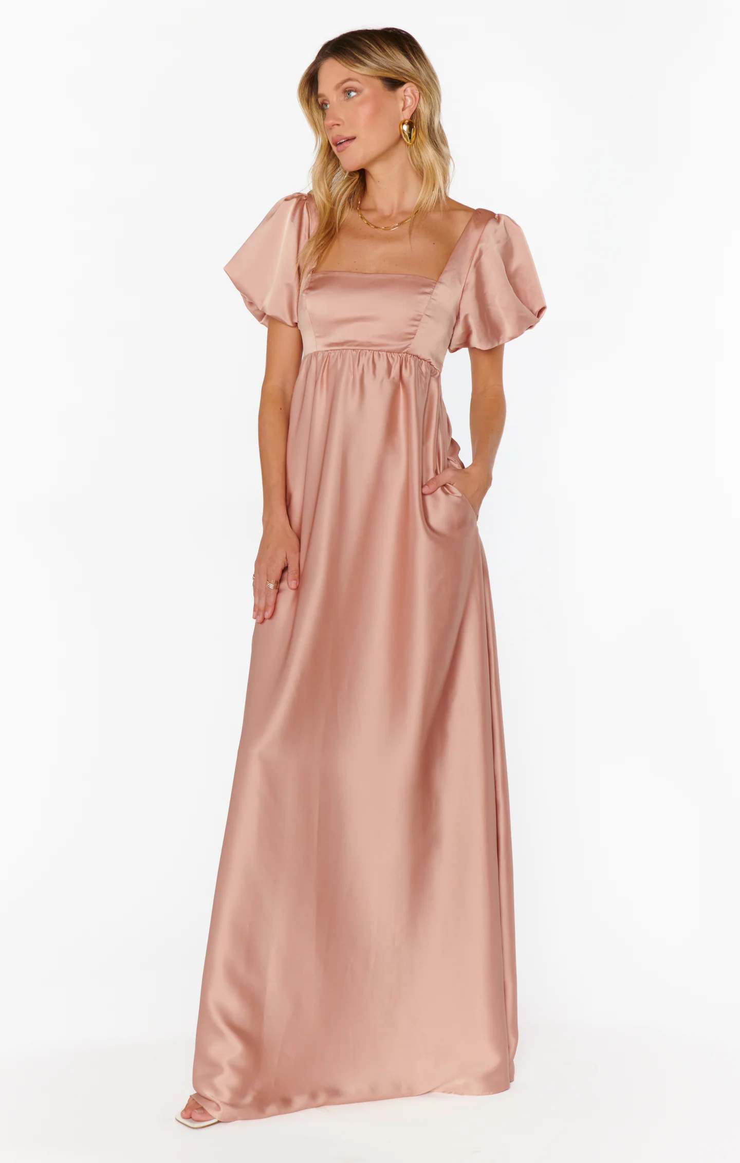 Nora Maxi Dress ~ Rose Gold Luxe Satin - Image 5