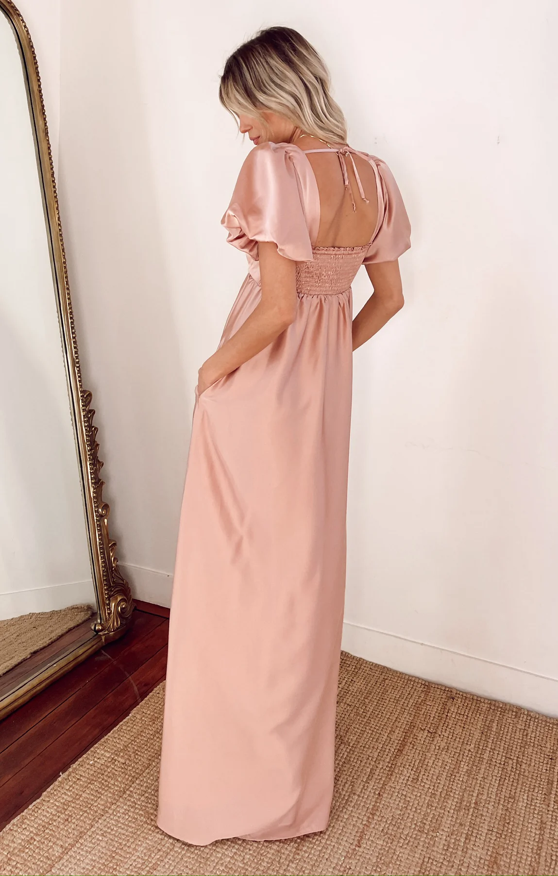 Nora Maxi Dress ~ Rose Gold Luxe Satin - Image 7