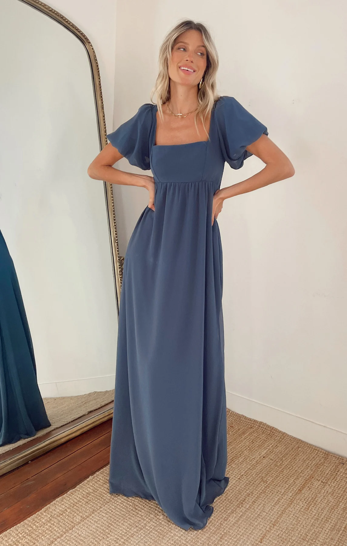 Nora Maxi Dress ~ Slate Blue Chiffon - Image 3