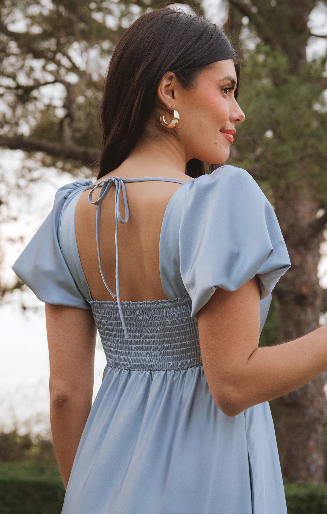 Nora Maxi Dress ~ Steel Blue Luxe Satin - Image 2