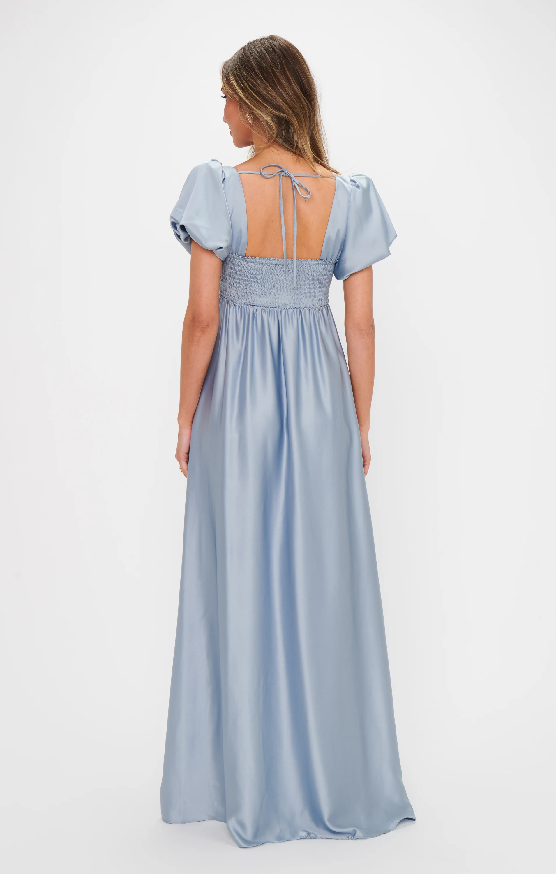 Nora Maxi Dress ~ Steel Blue Luxe Satin - Image 4