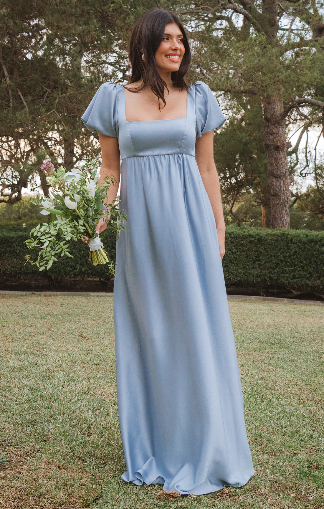 Nora Maxi Dress ~ Steel Blue Luxe Satin - Image 5
