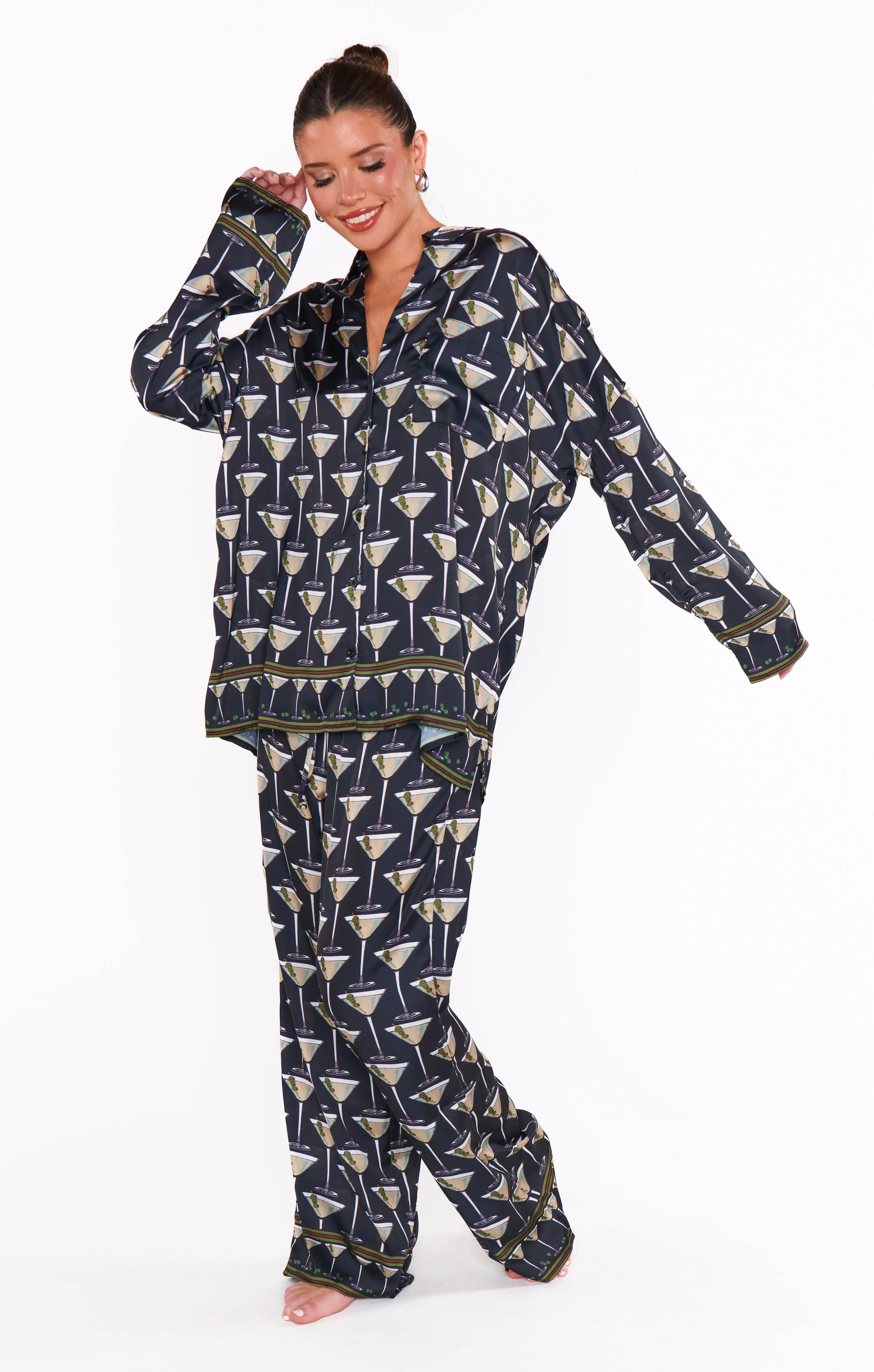 Overslept PJ Set ~ Dirty Martini Silky - Image 6
