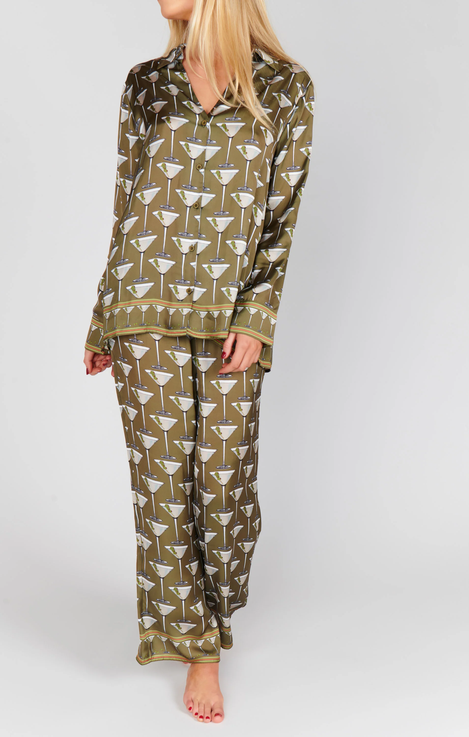 Overslept PJ Set ~ Extra Dirty Martini Silky - Image 6