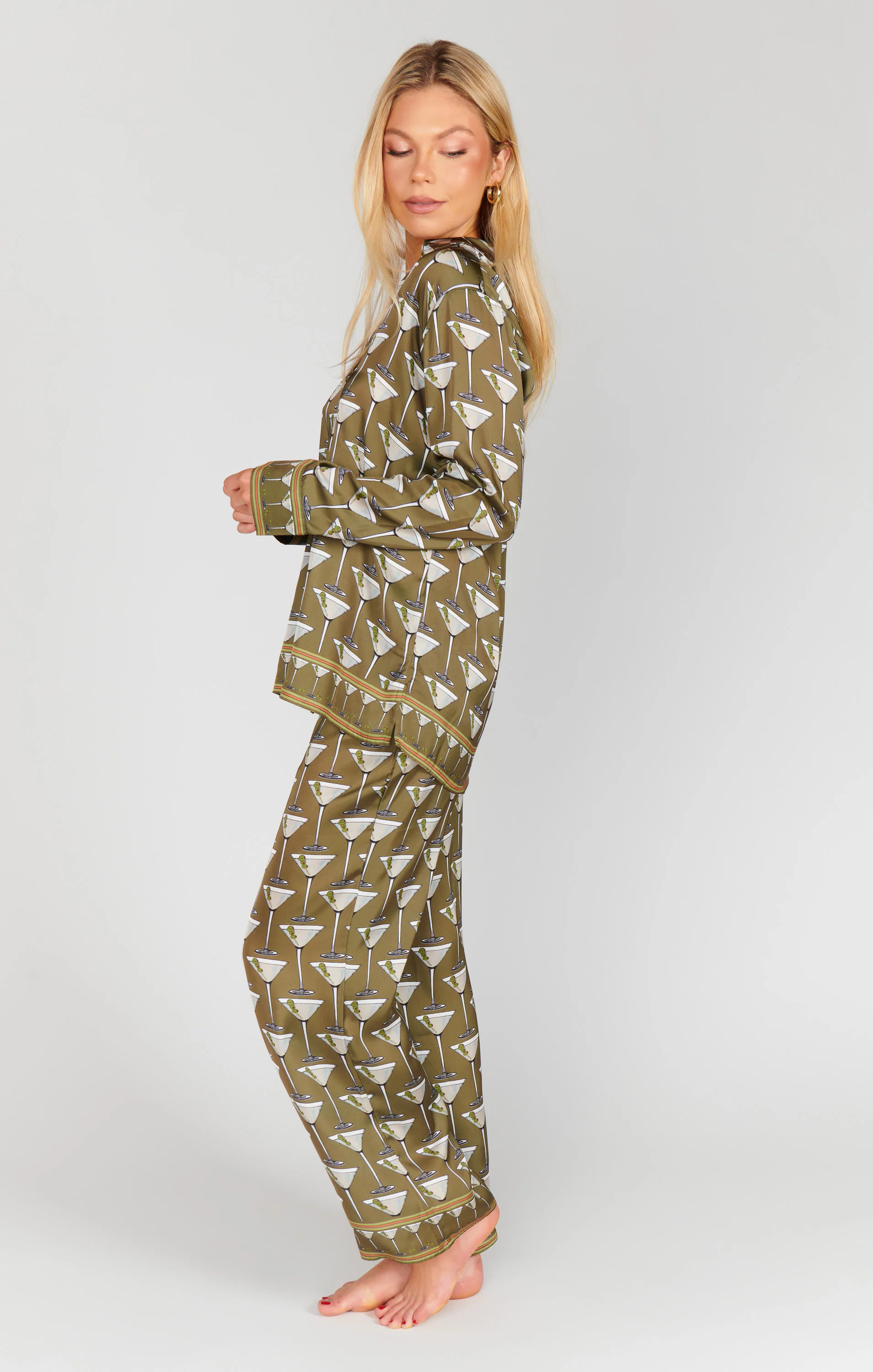 Overslept PJ Set ~ Extra Dirty Martini Silky - Image 8
