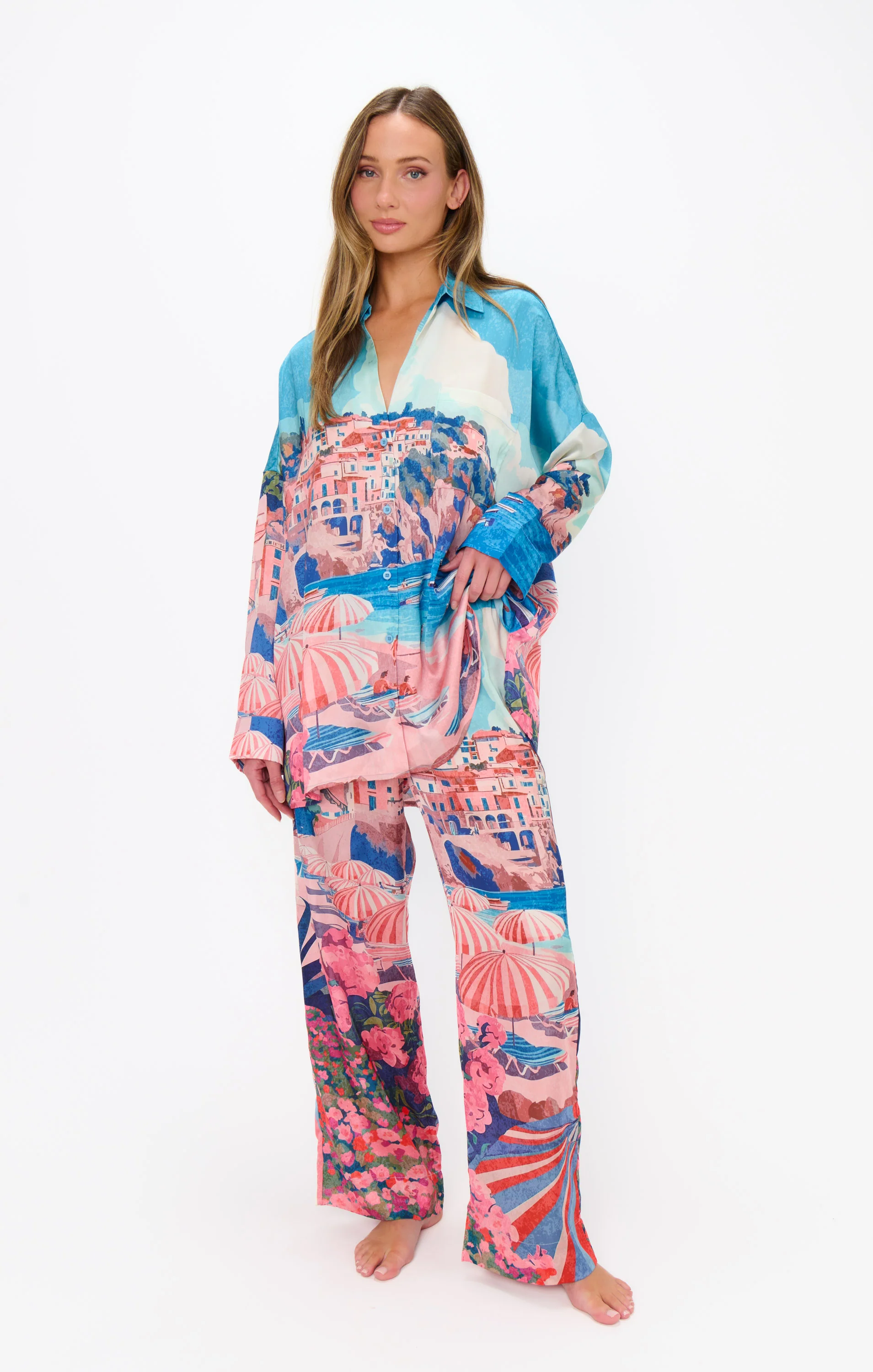 Overslept PJ Set ~ Oasis Beach Club Silky - Image 3