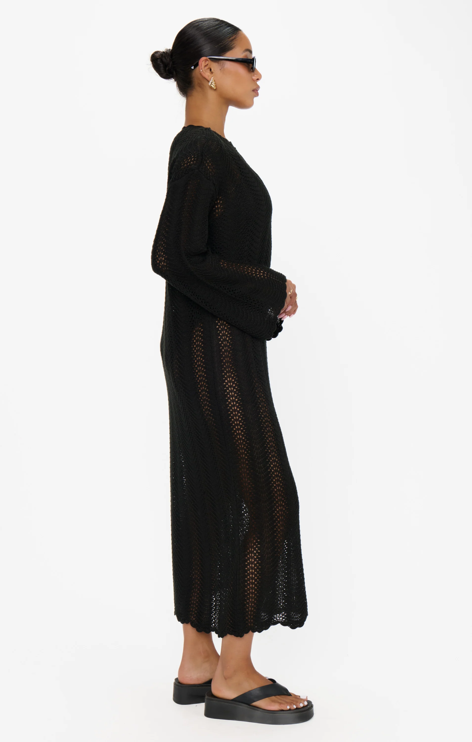 Packable Maxi Pullover ~ Black Crochet - Image 3