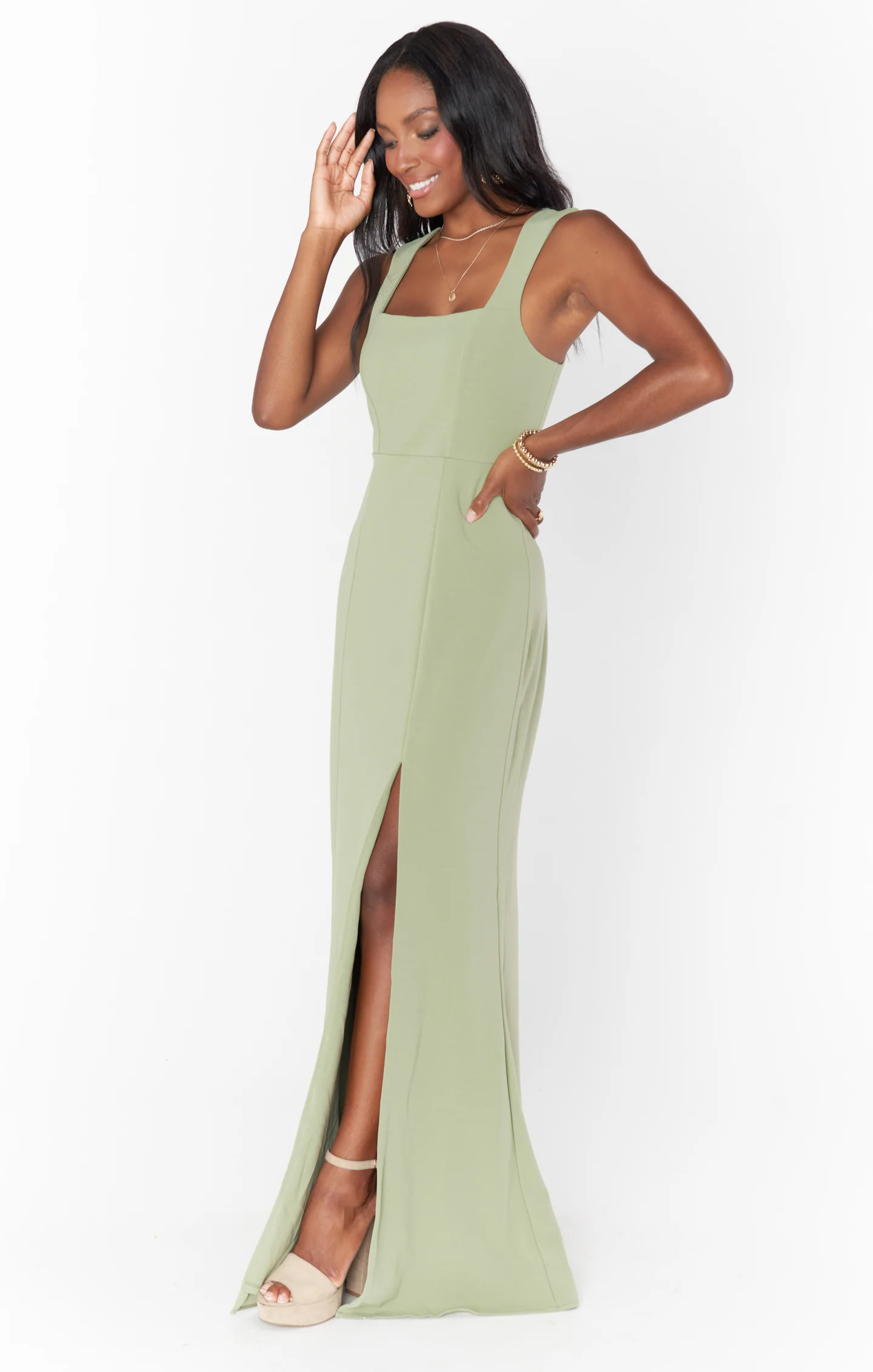 Paris Gown ~ Moss Green Stretch - Image 4
