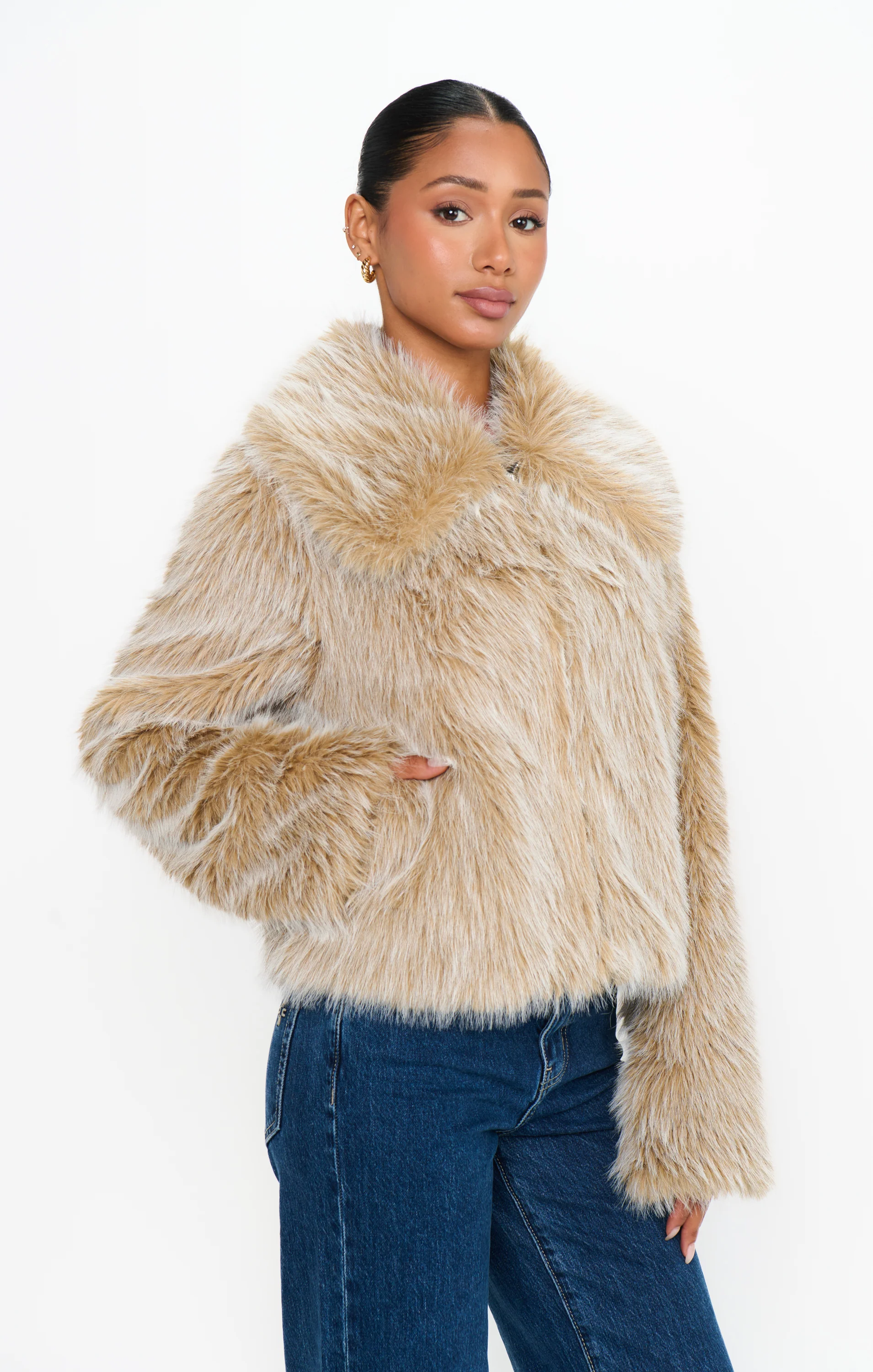 Park City Jacket ~ Cedar Brown Faux Fur - Image 5