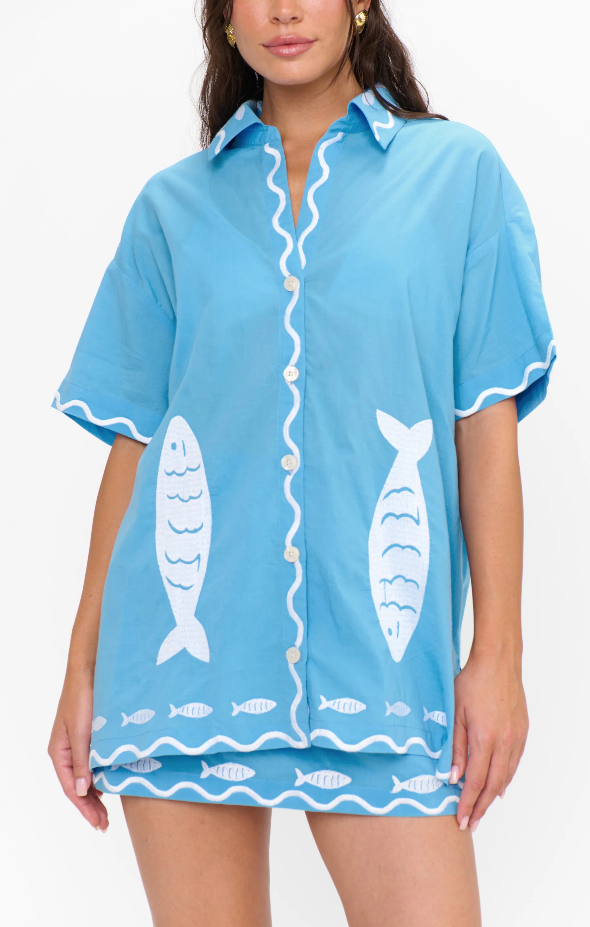Parker Button Down ~ Blue Fish Embroidery - Image 7