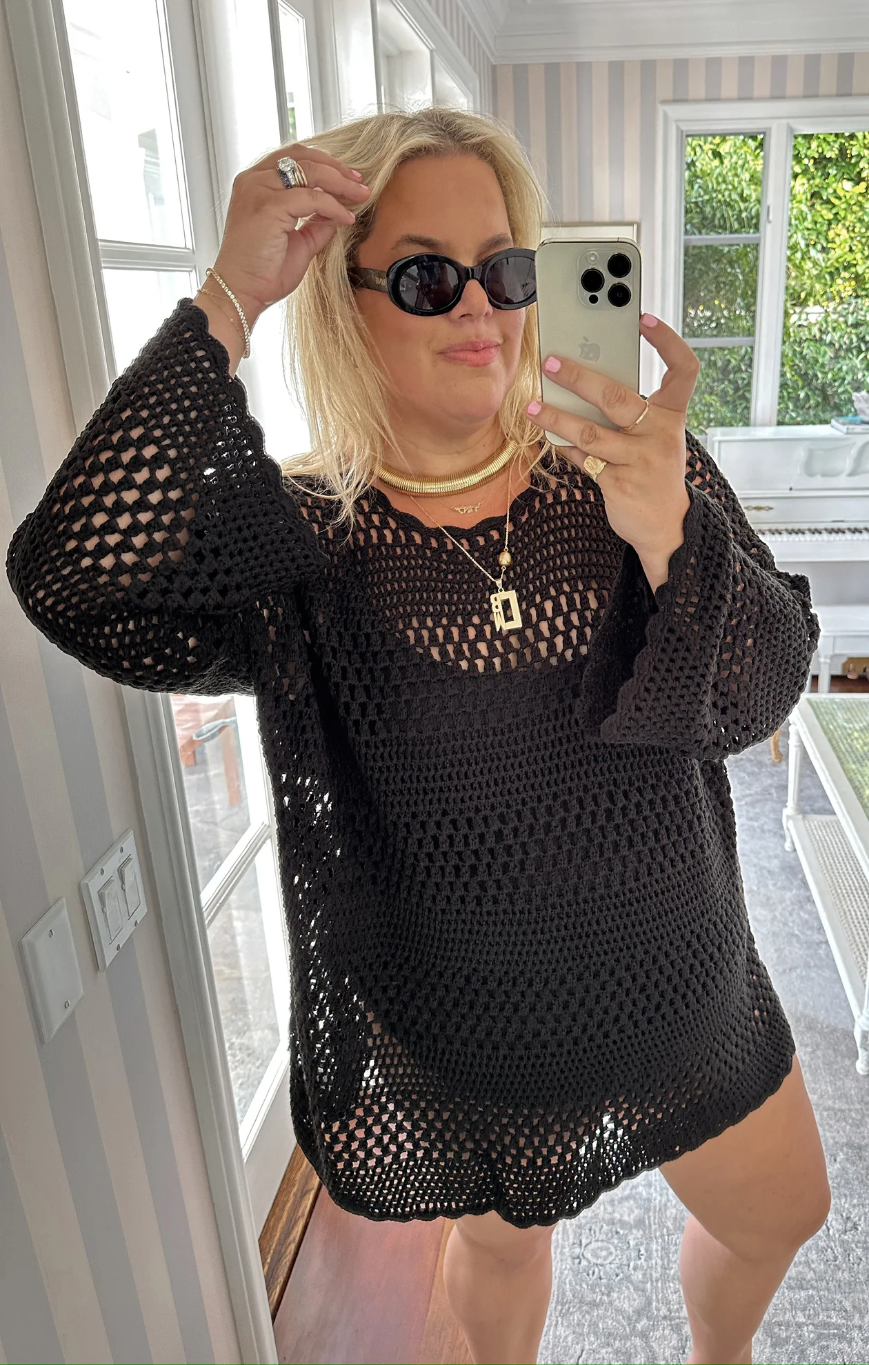 Paula Pullover ~ Black Crochet - Image 10