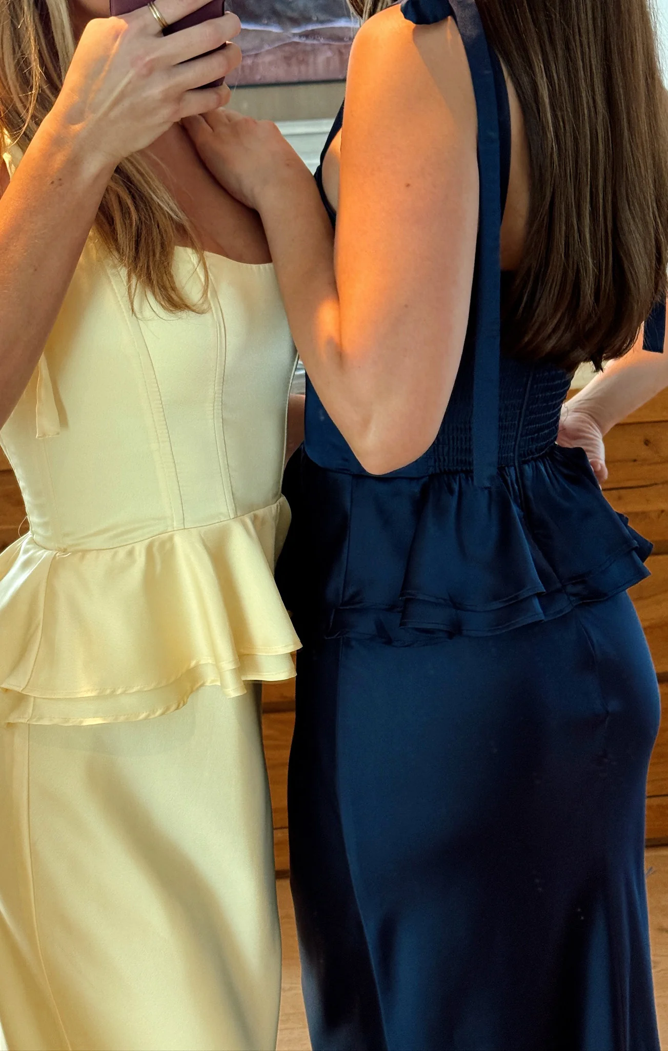 Pauline Peplum Dress ~ Midnight Navy Luxe Satin - Image 2