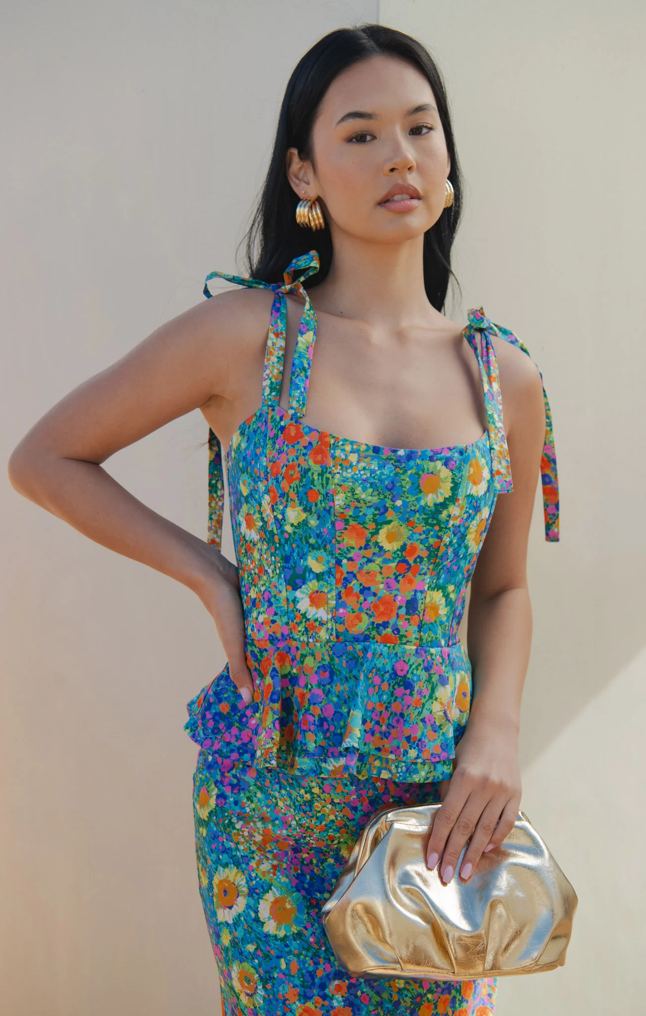 Pauline Peplum Dress ~ Painterly Petals - Image 2