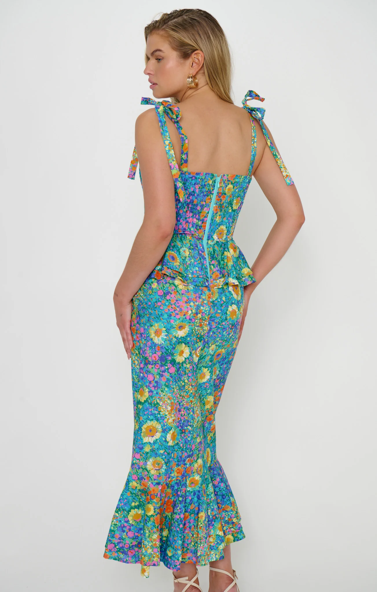 Pauline Peplum Dress ~ Painterly Petals - Image 8