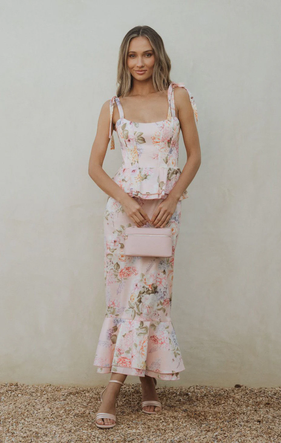 Pauline Peplum Dress ~ Powder Pink Blooms Taffeta - Image 7
