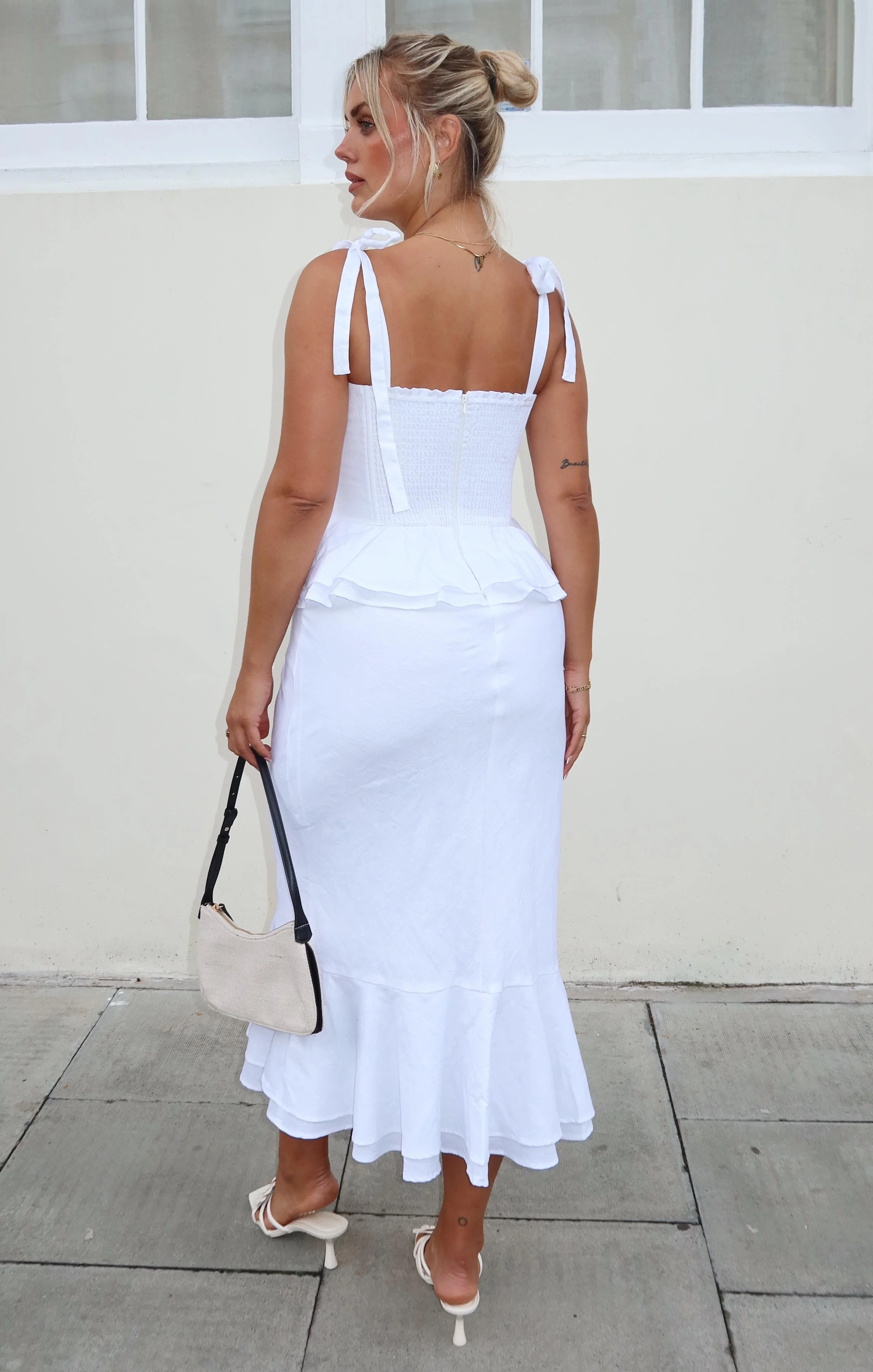 Pauline Peplum Dress ~ White - Image 3