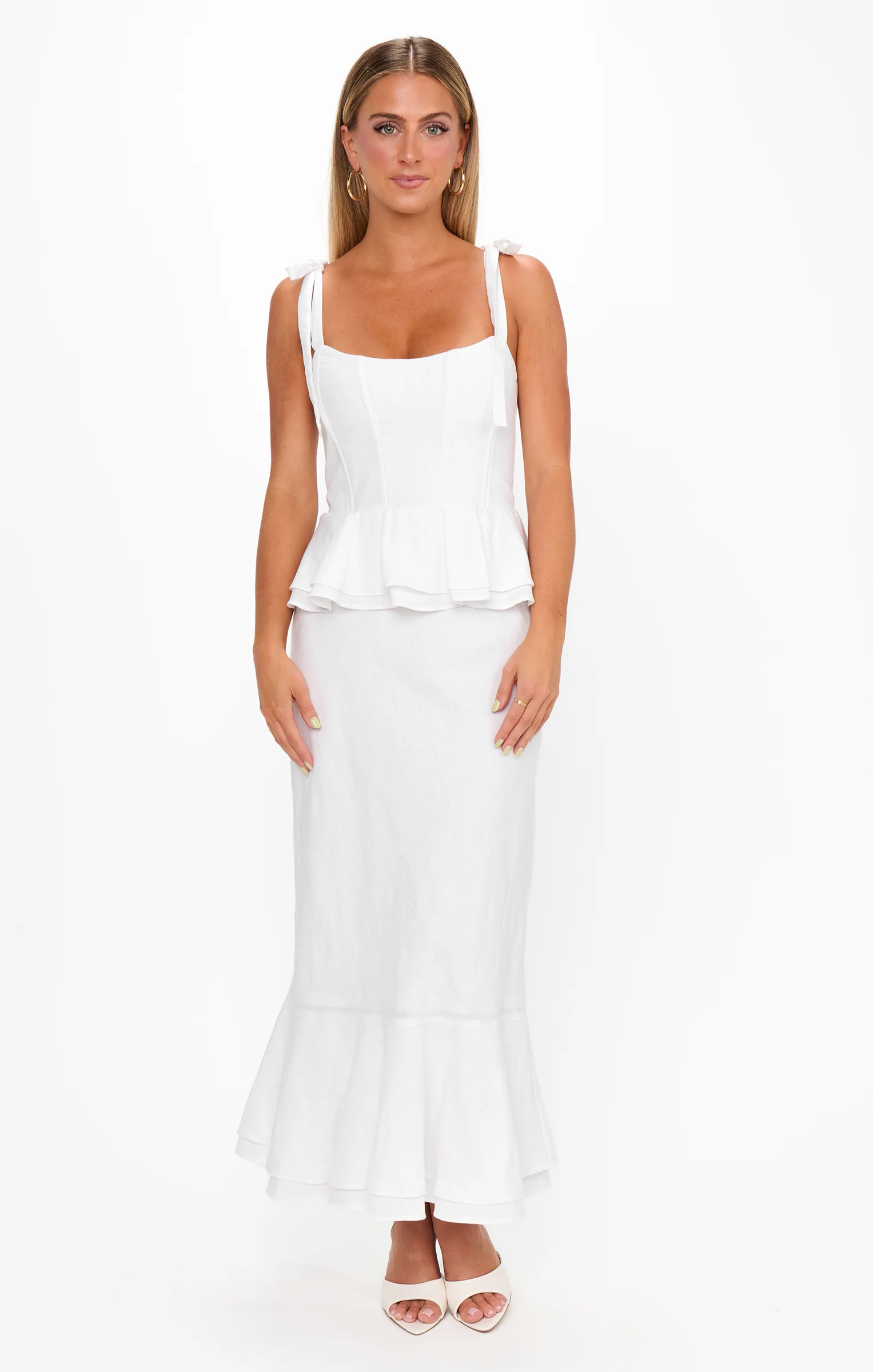 Pauline Peplum Dress ~ White - Image 6