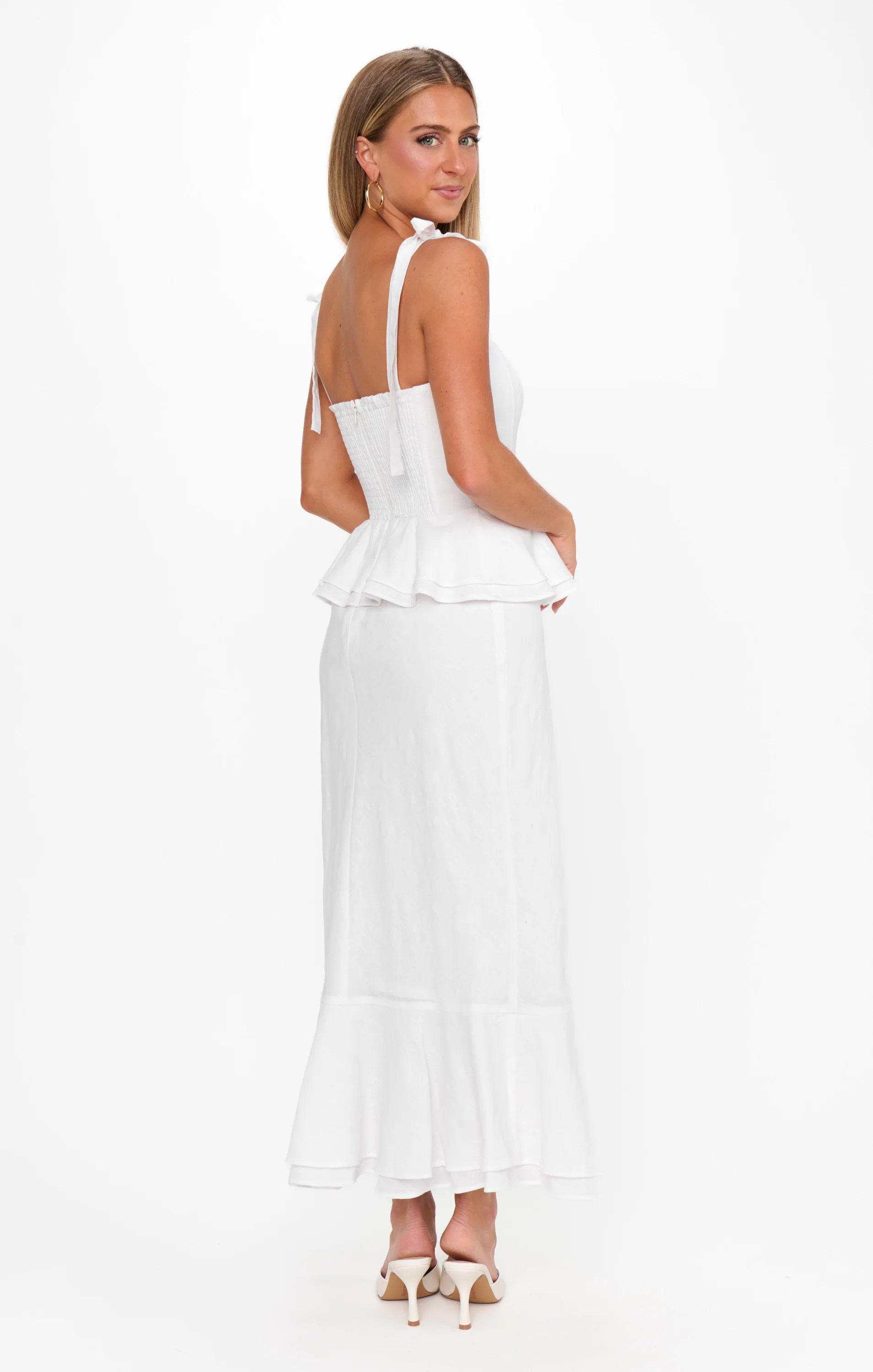 Pauline Peplum Dress ~ White - Image 8