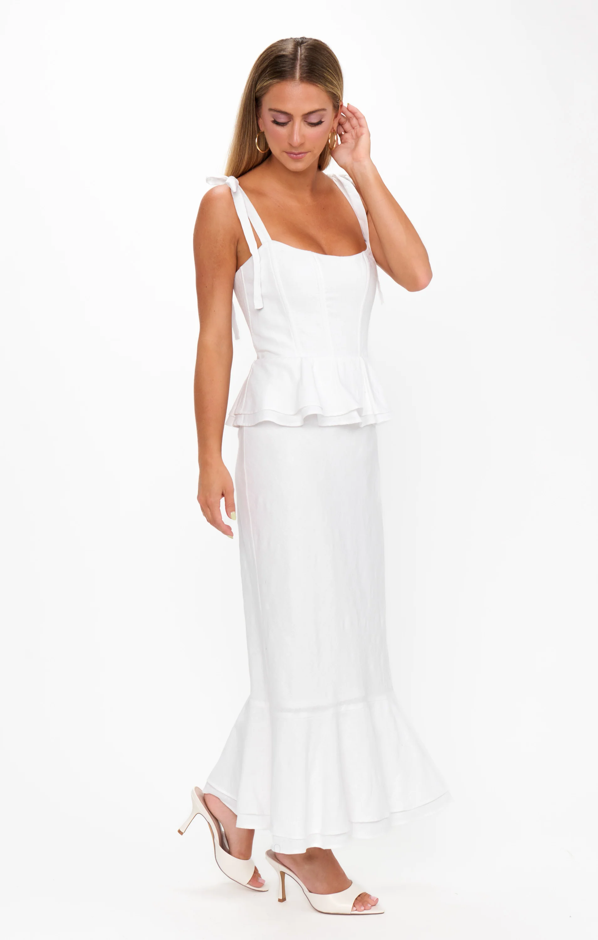 Pauline Peplum Dress ~ White - Image 9