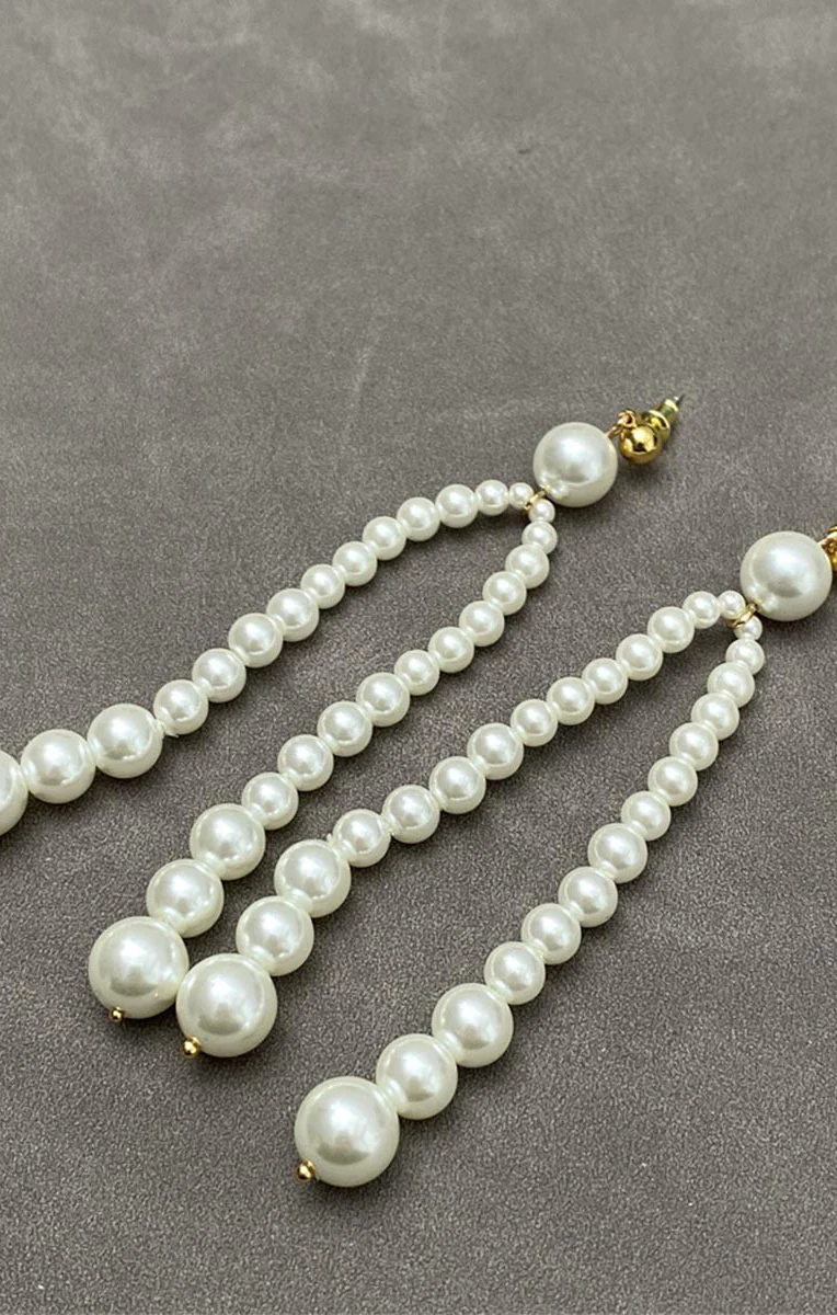 Pearl Tassle Earrings ~ Pearl - Image 2