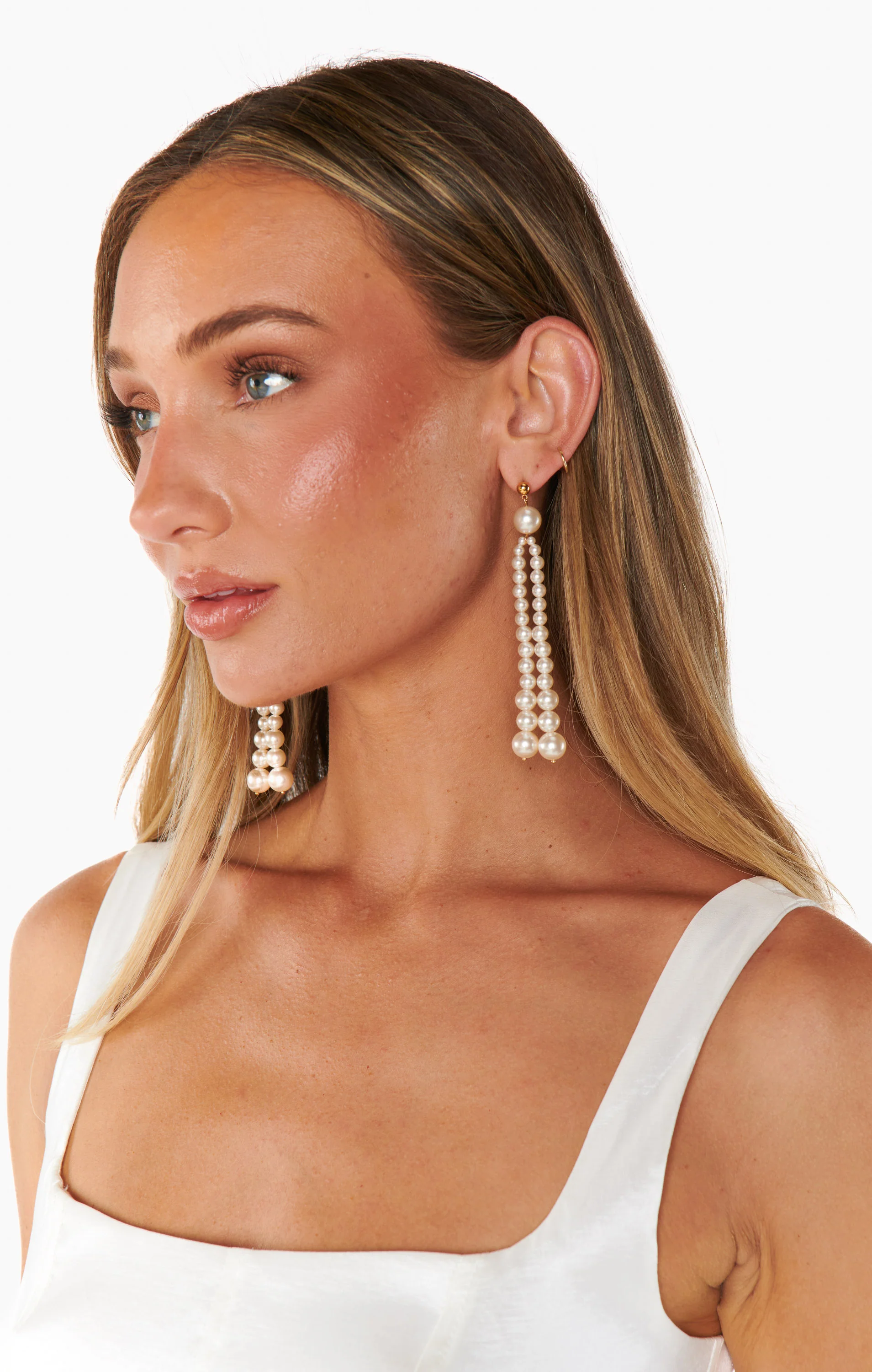 Pearl Tassle Earrings ~ Pearl - Image 3