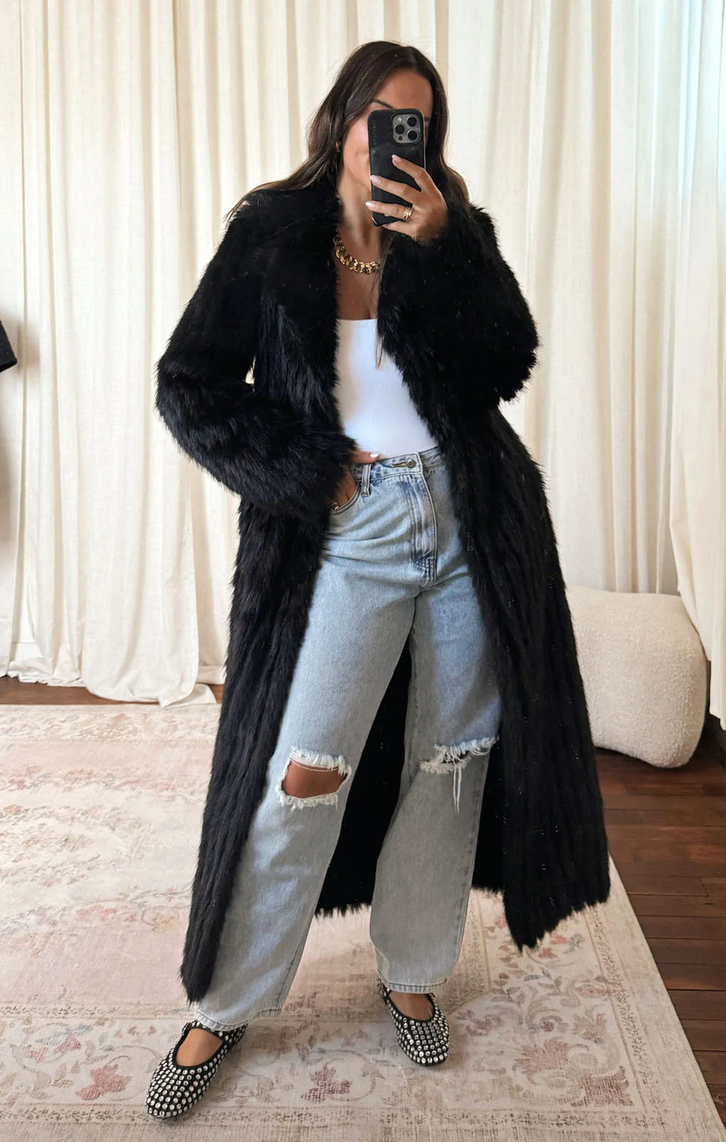 Plaza Coat ~ Black Faux Fur - Image 5