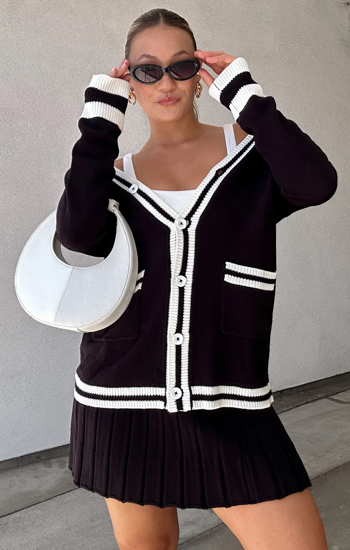 Prep Skirt ~ Black Varsity Stripe Knit - Image 2