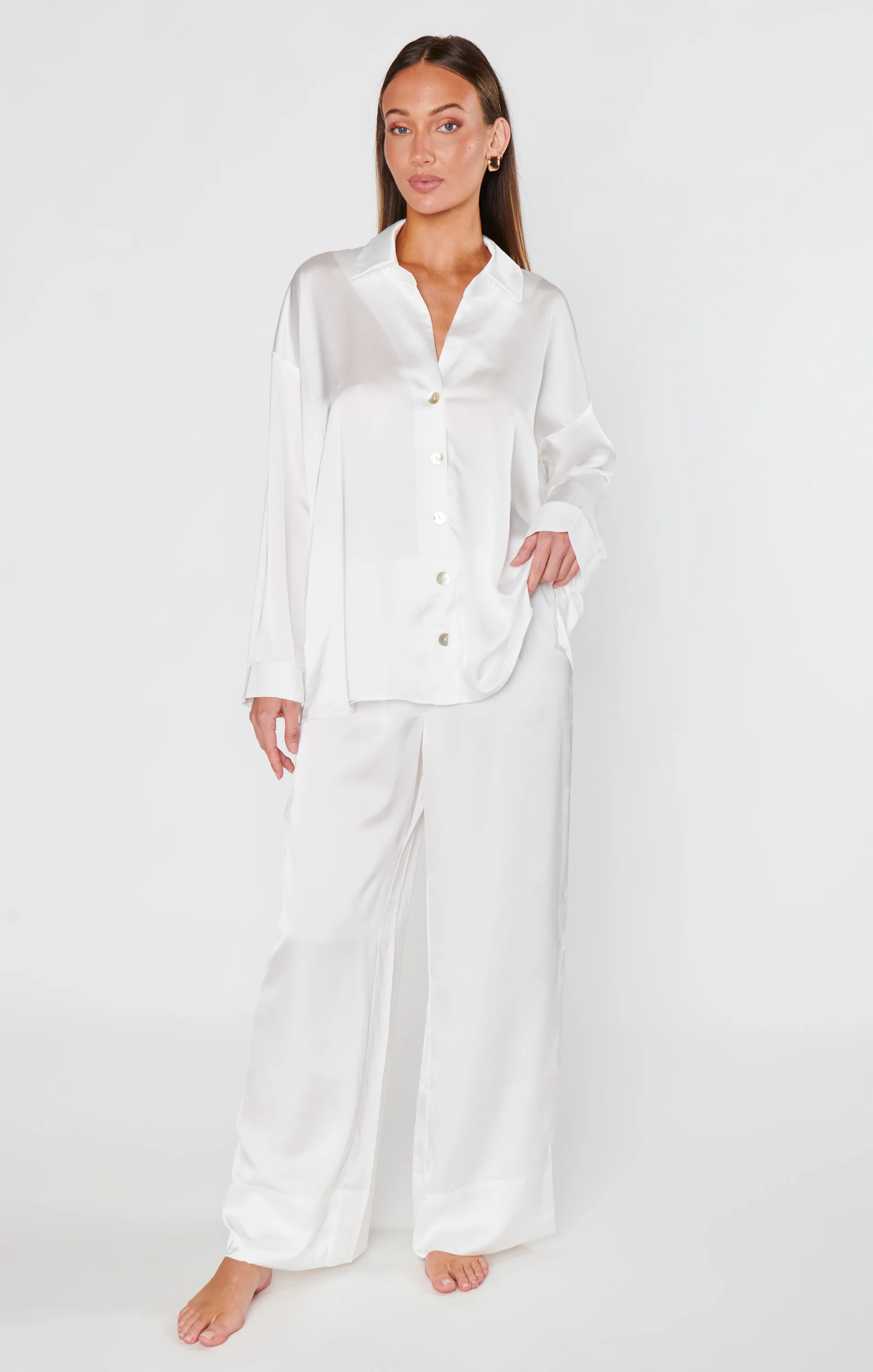 Prep Time Pants ~ Ivory Luxe Satin - Image 2
