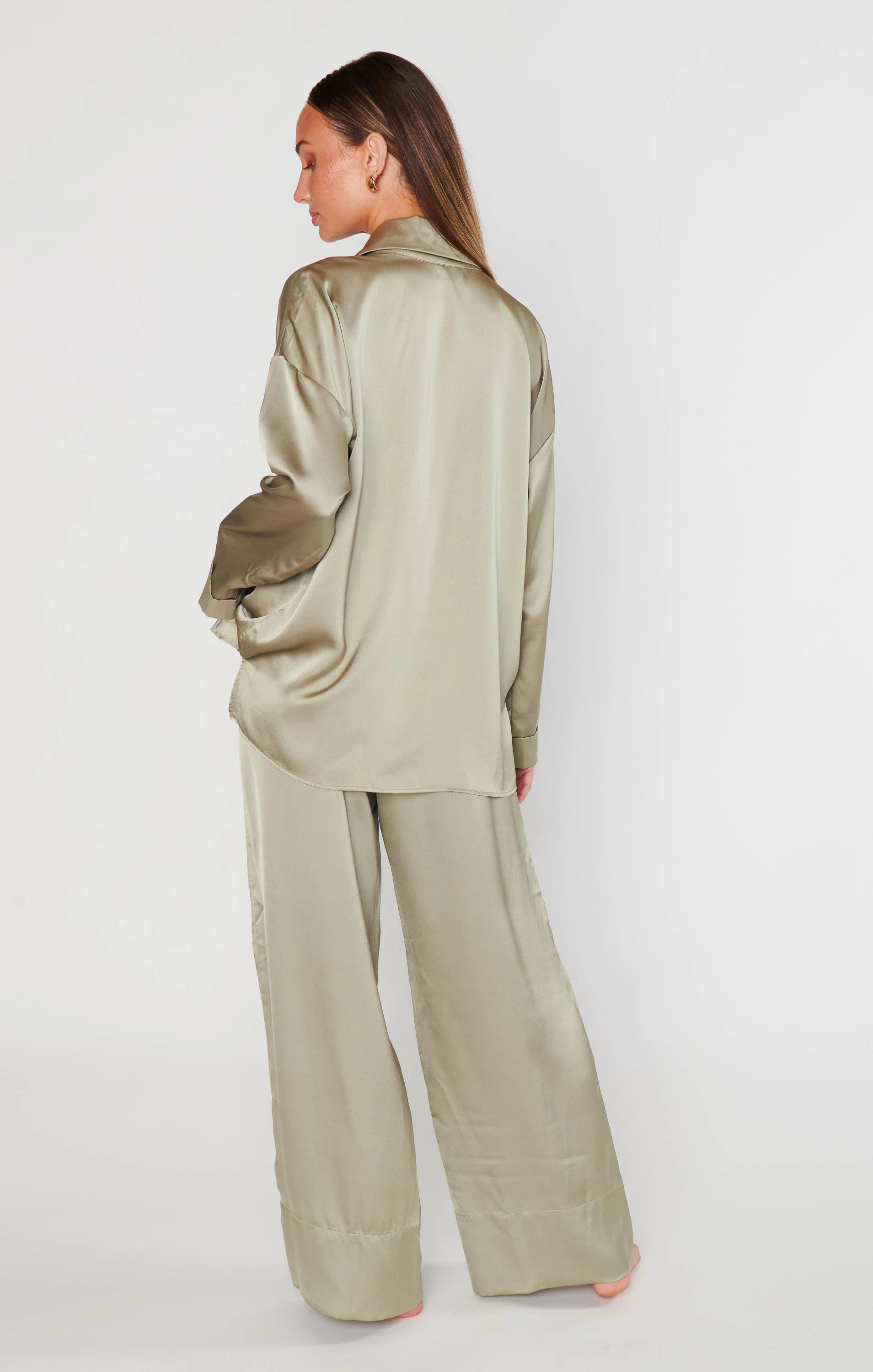Prep Time Pants ~ Moss Green Luxe Satin - Image 2