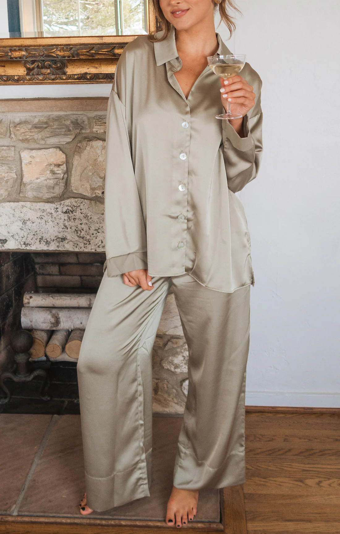 Prep Time Pants ~ Moss Green Luxe Satin - Image 3