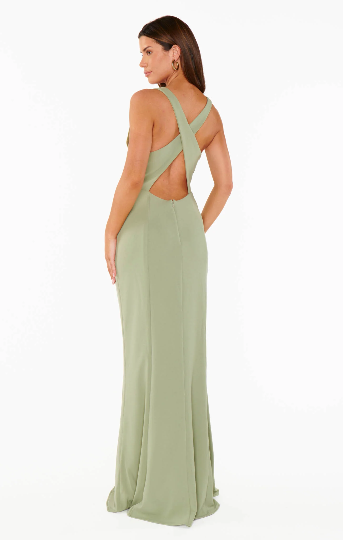 Rachel Maxi Dress ~ Moss Green Stretch - Image 2