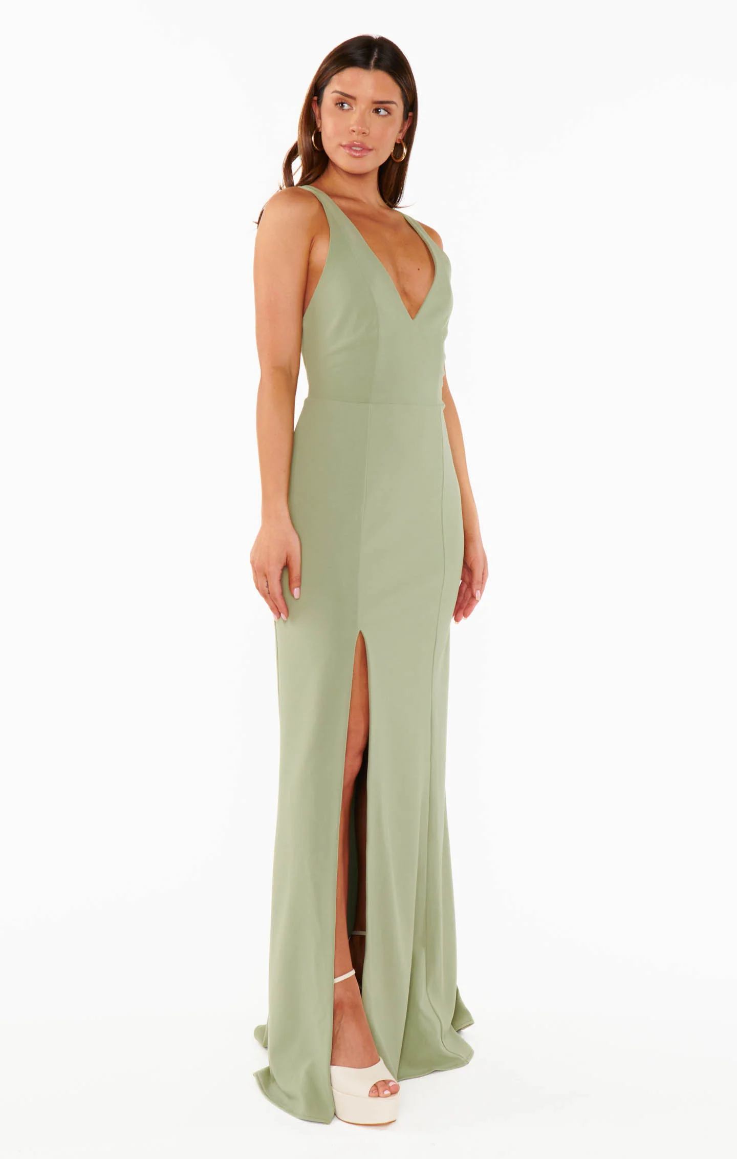 Rachel Maxi Dress ~ Moss Green Stretch - Image 4