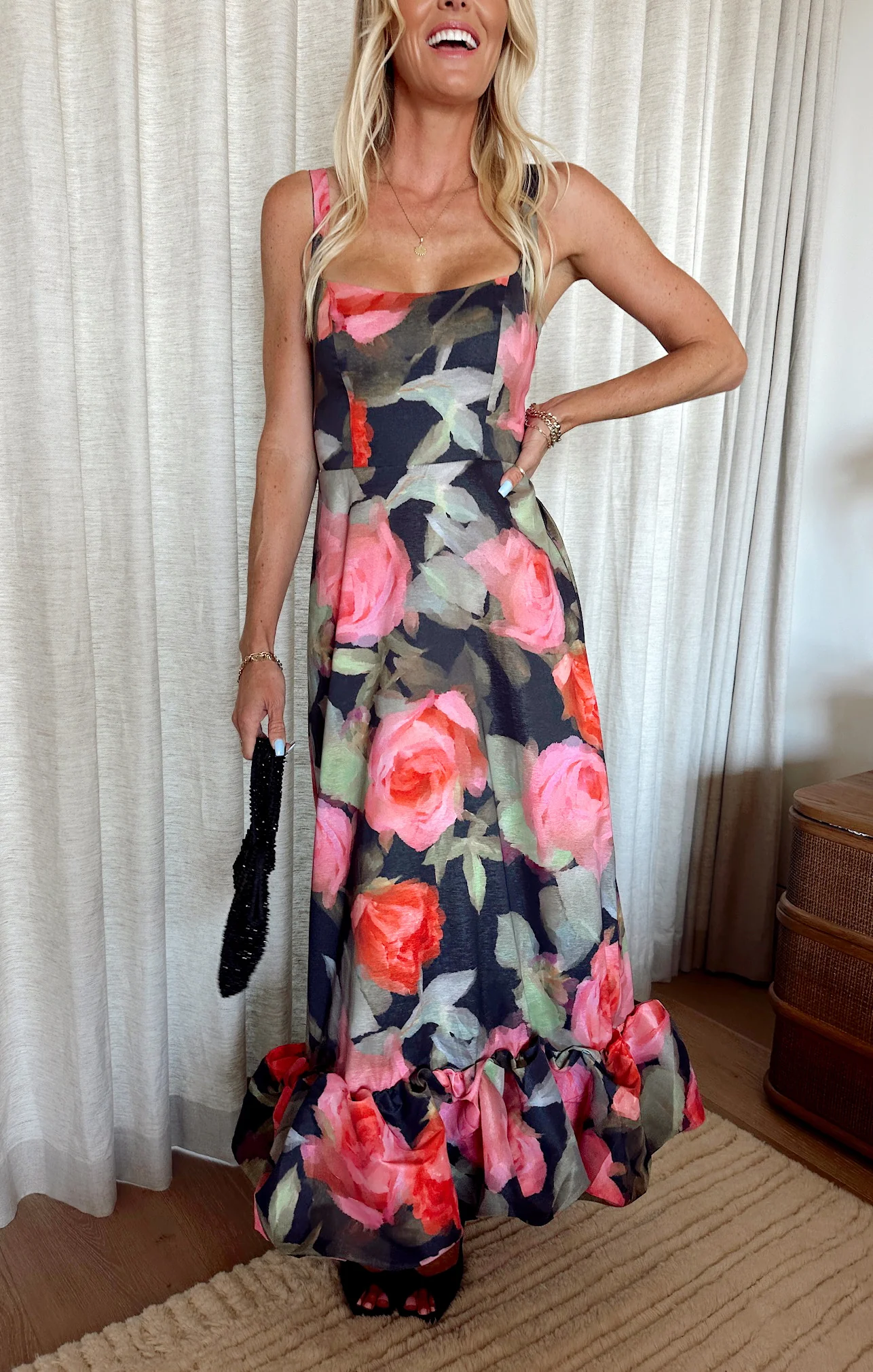 Rebecca Midi Dress ~ Noir Blooms - Image 3