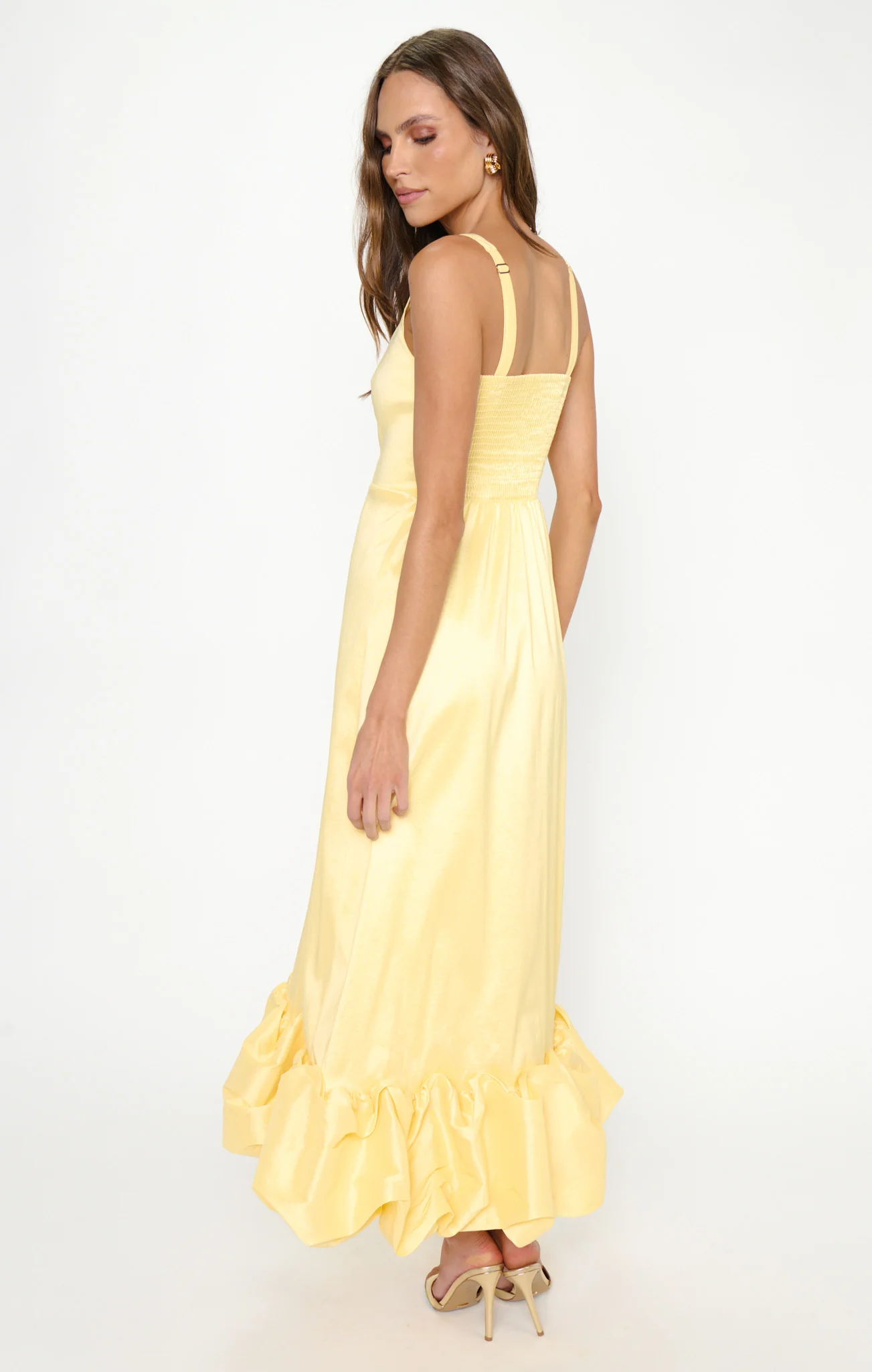 Rebecca Midi Dress ~ Pale Yellow Taffeta - Image 7
