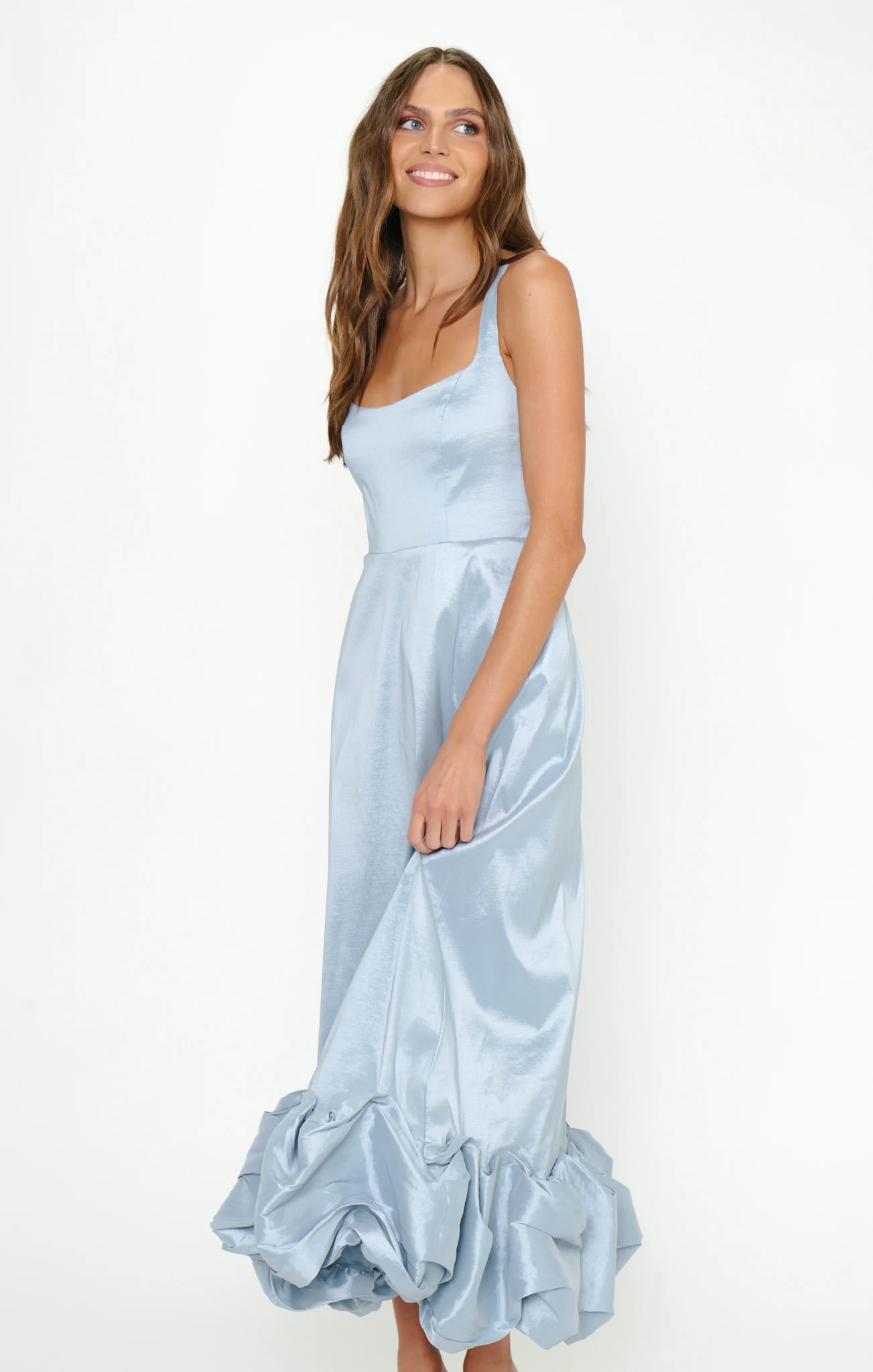 Rebecca Midi Dress ~ Steel Blue Taffeta - Image 3