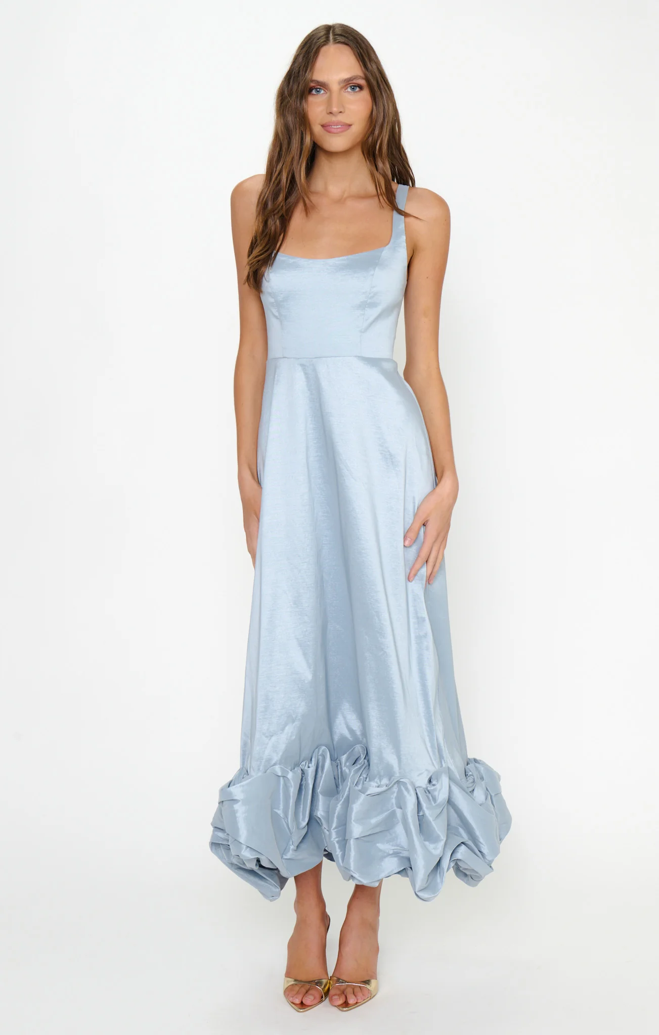 Rebecca Midi Dress ~ Steel Blue Taffeta - Image 4