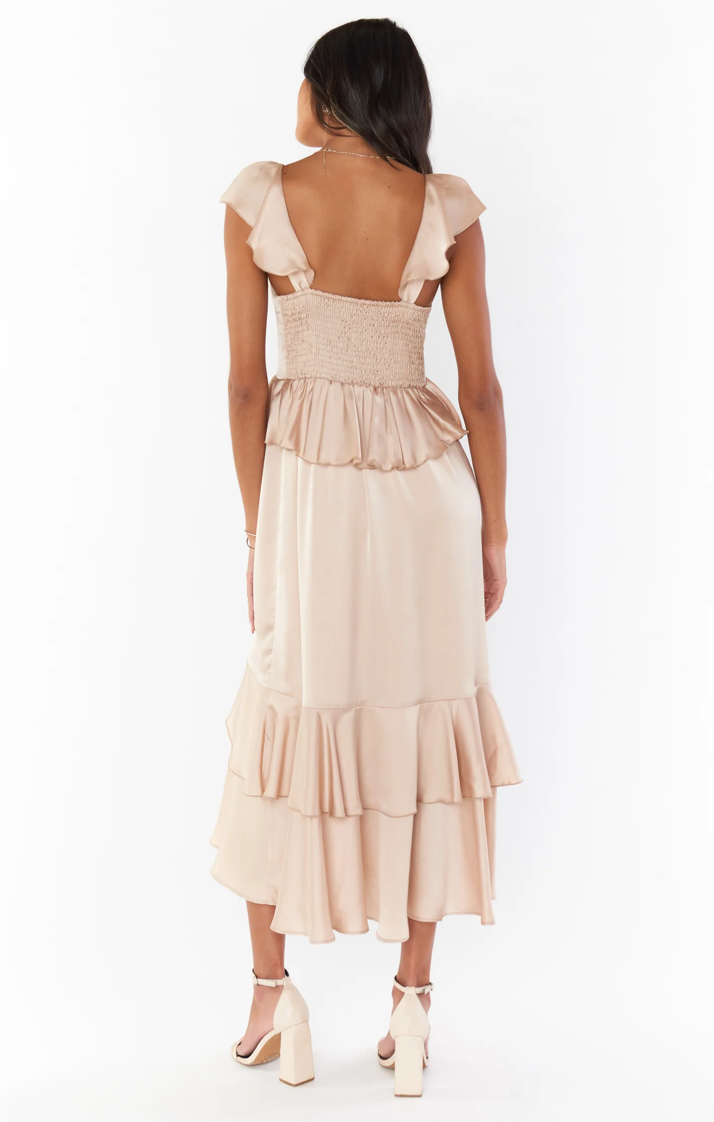 Reese Ruffle Dress ~ Champagne Luxe Satin - Image 10