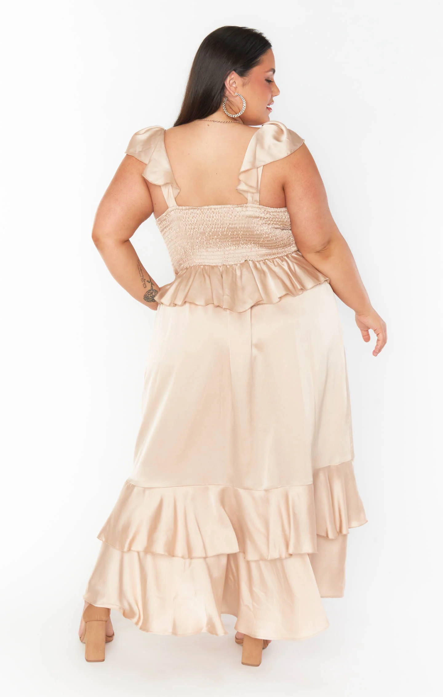 Reese Ruffle Dress ~ Champagne Luxe Satin - Image 13