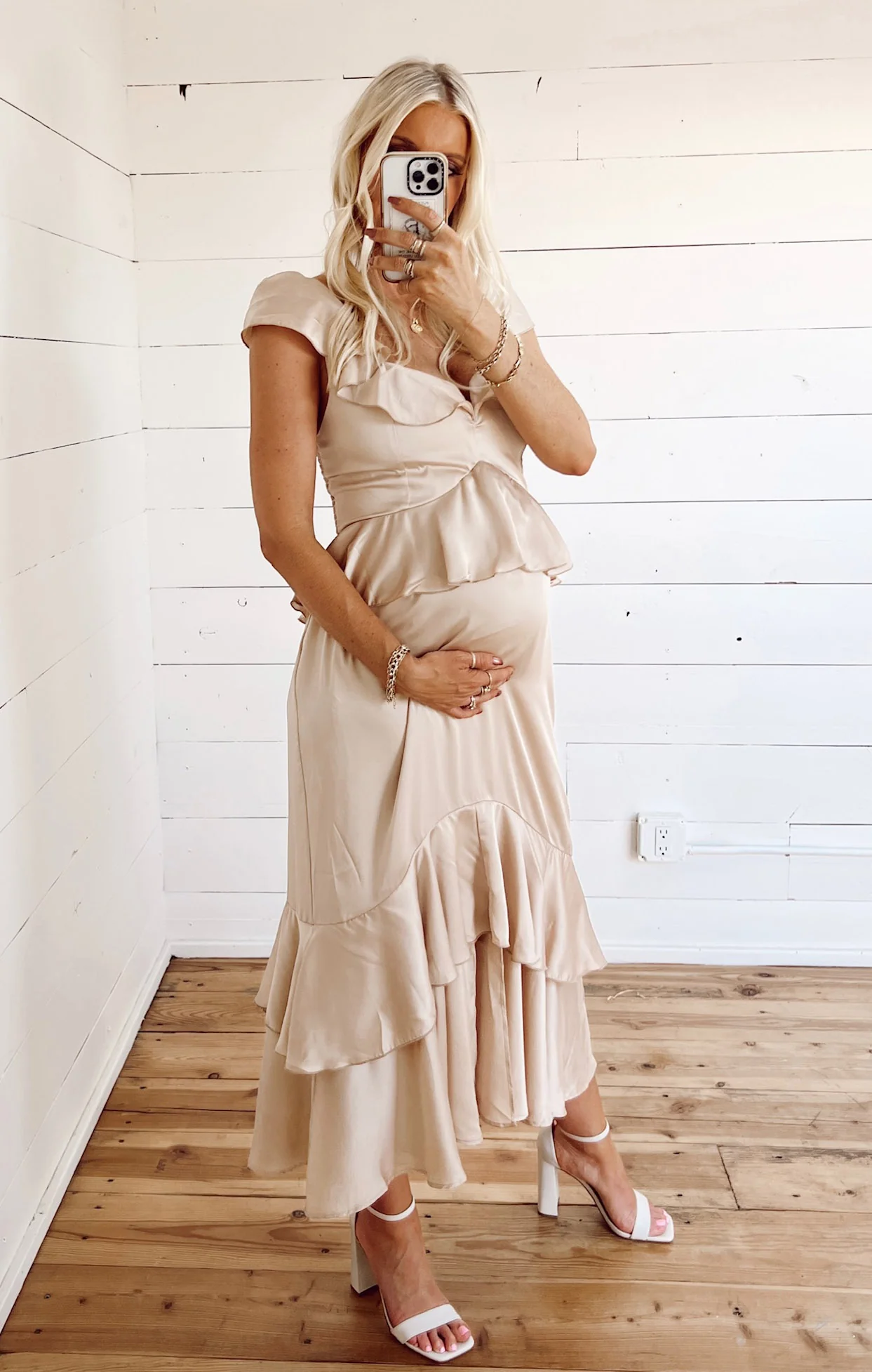 Reese Ruffle Dress ~ Champagne Luxe Satin - Image 18
