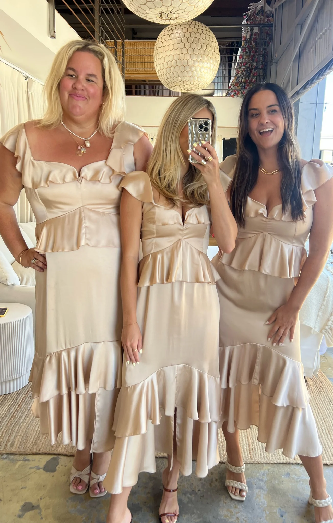 Reese Ruffle Dress ~ Champagne Luxe Satin - Image 2