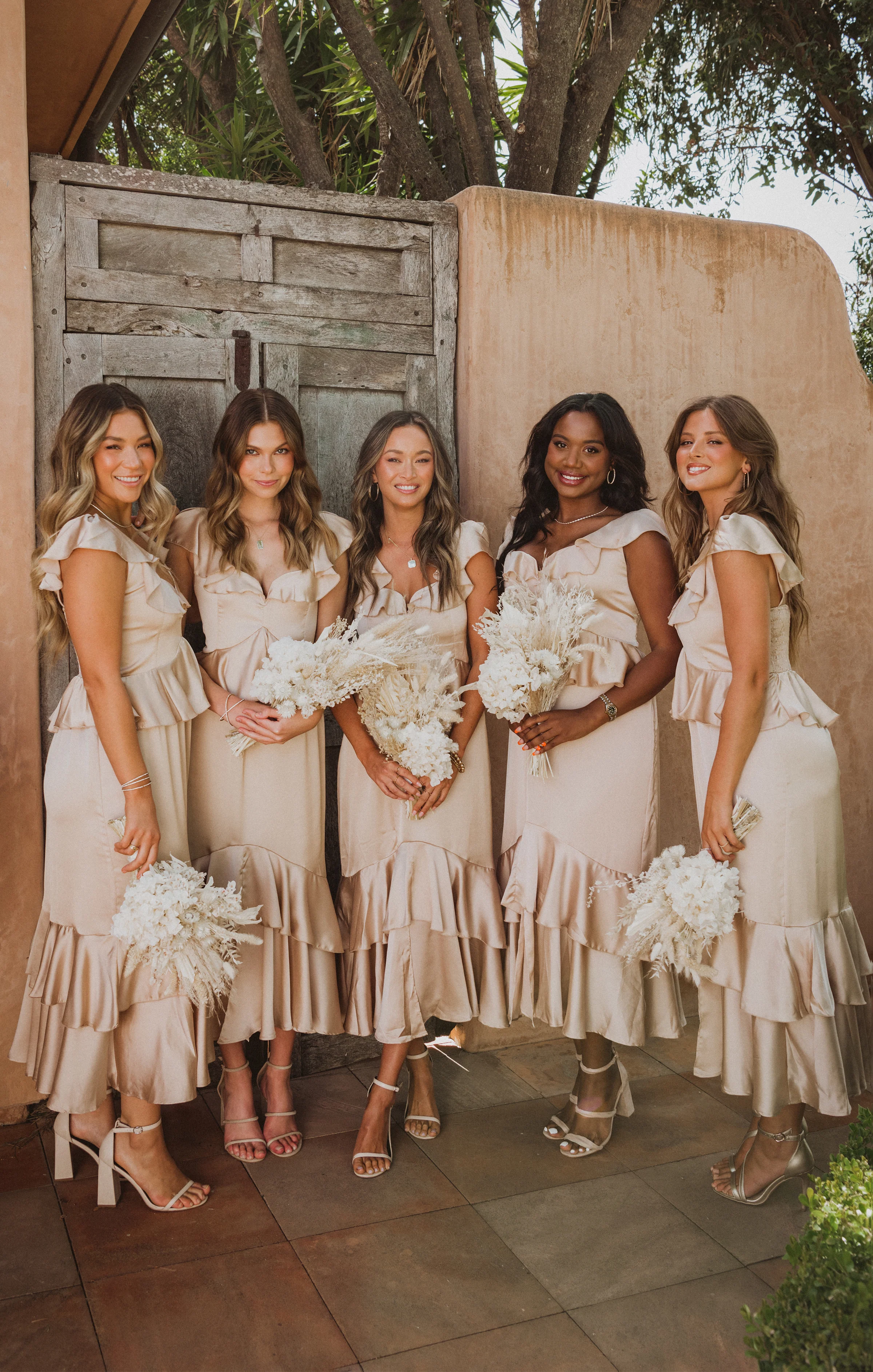 Reese Ruffle Dress ~ Champagne Luxe Satin - Image 4