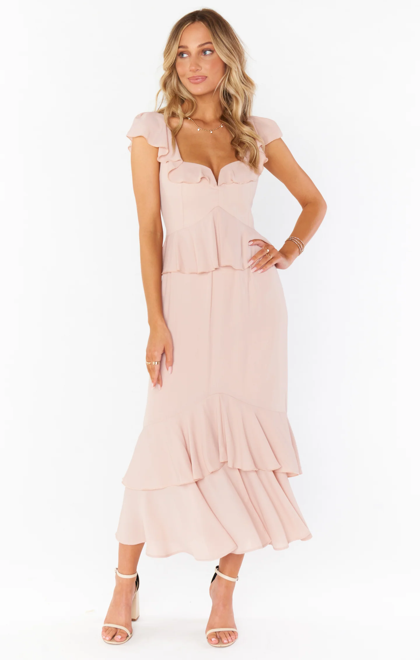 Reese Ruffle Dress ~ Dusty Blush Crisp - Image 2