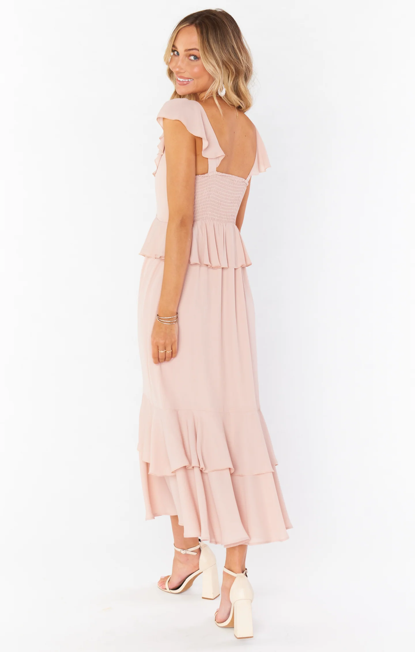 Reese Ruffle Dress ~ Dusty Blush Crisp - Image 5