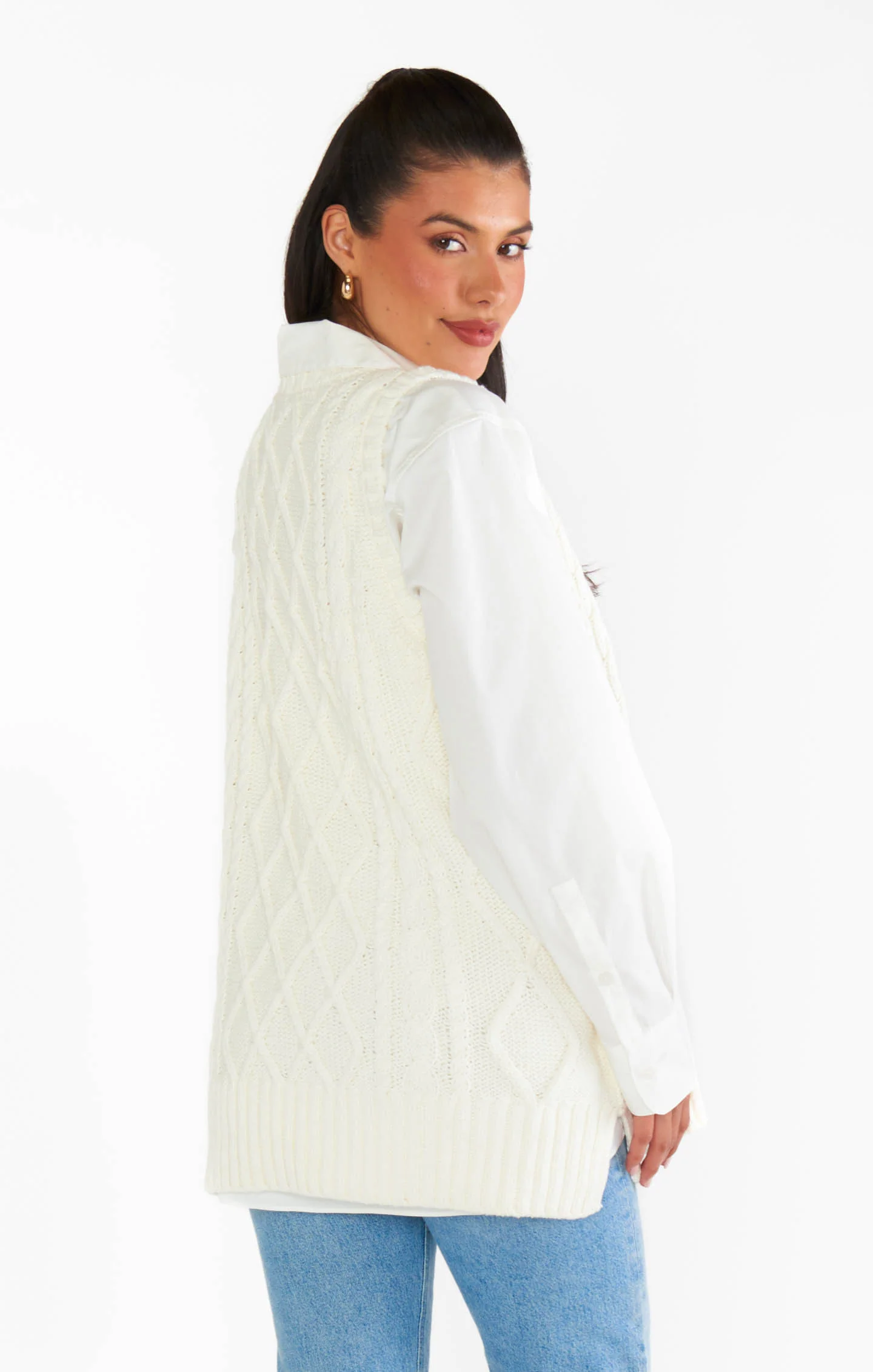 Reid Sweater Vest ~ Cream Cable Knit - Image 10