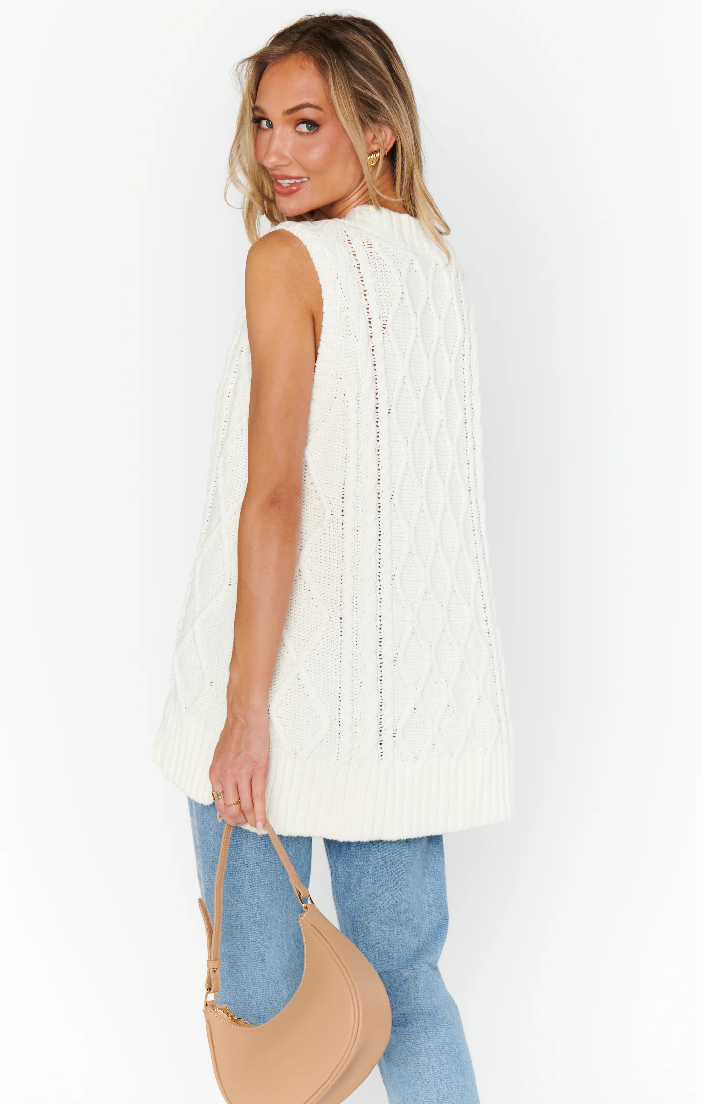 Reid Sweater Vest ~ Cream Cable Knit - Image 11